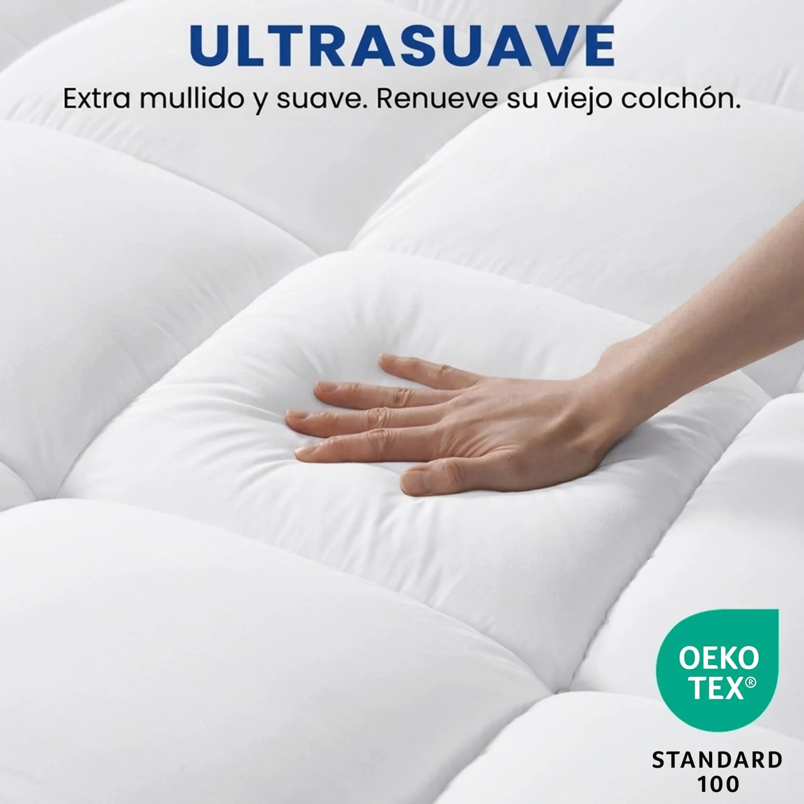 DUANDUAN Sobrecolchón 135 x 190 cm - Cubrecolchón Suave con Relleno de Microfibra de 900 g/m² - Funda de colchón para colchones de 10-30 cm - Lavable a máquina