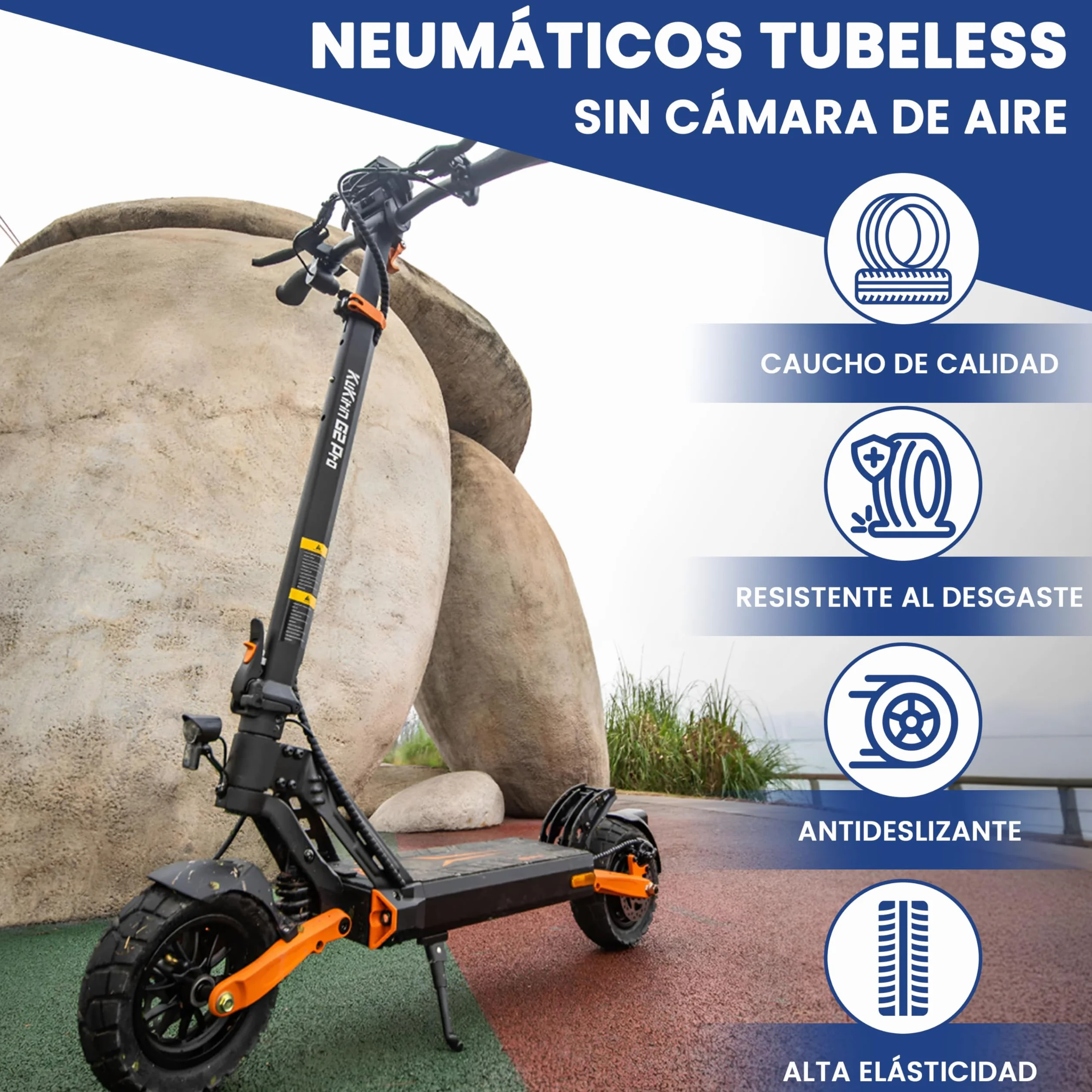 ANSENI Rueda Tubeless 9x3.0-5.5 Cubierta 9 Pulgadas Offroad Neumático Sin Cámara para Patinete Eléctrico Kukirin G2 Pro