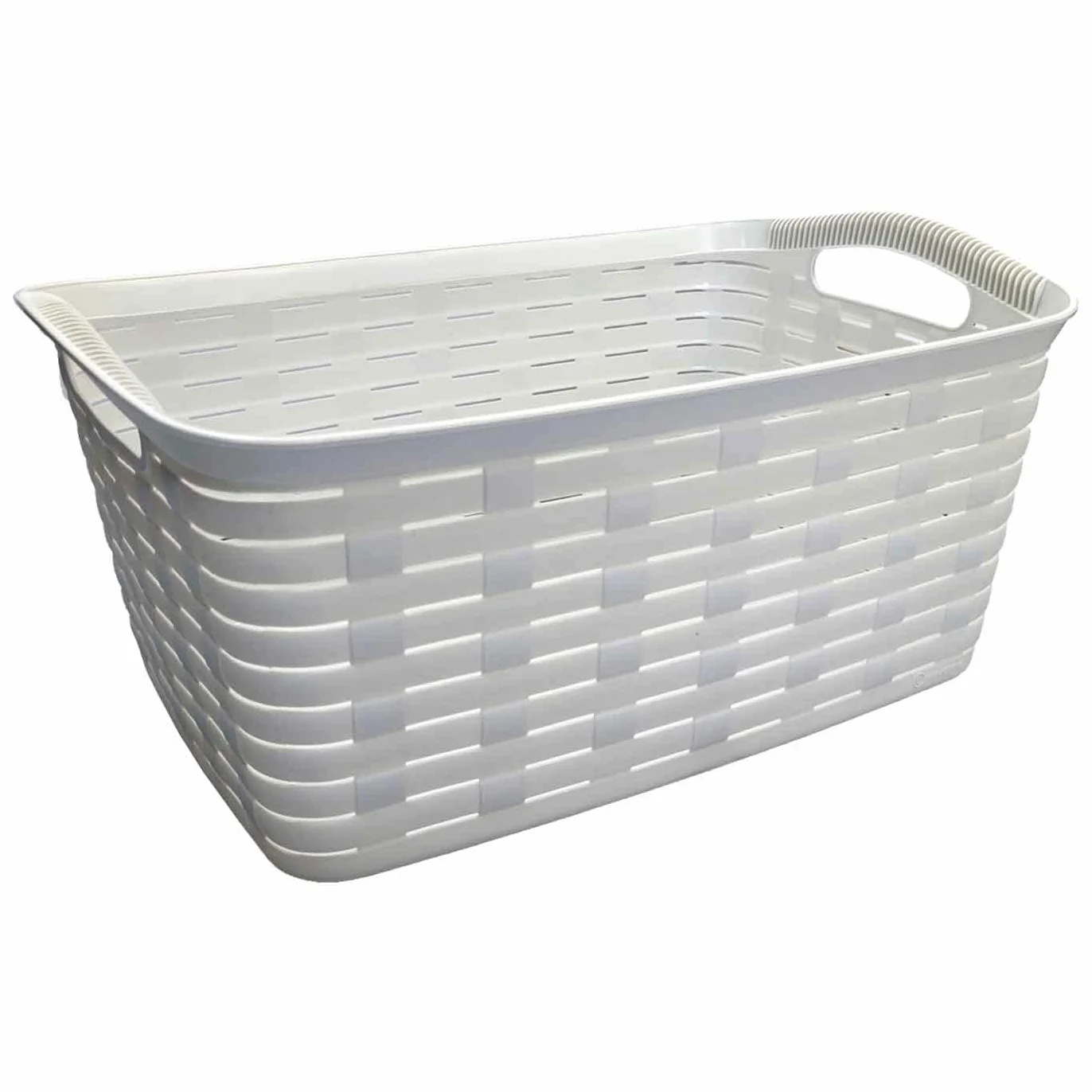 AC - Pack de 3 Cesta con asa Modelo Original - Fabricado en plástico - Cesta de Almacenamiento - 25,5 x 54,5 x 36 cm - Color Blanco Roto