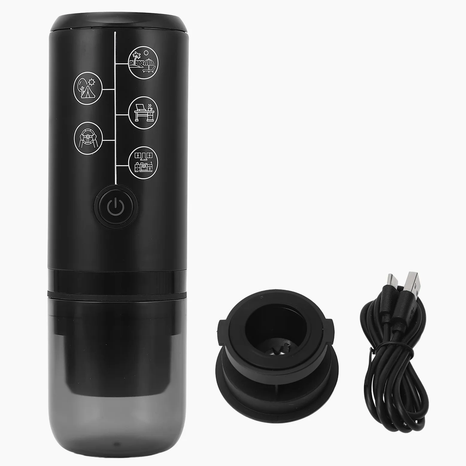 Pilipane Cafetera de cápsula de cápsula eléctrica de 17 bares de cafetería recargable por la máquina eléctrica portátil para el hogar al aire libre (Negro)