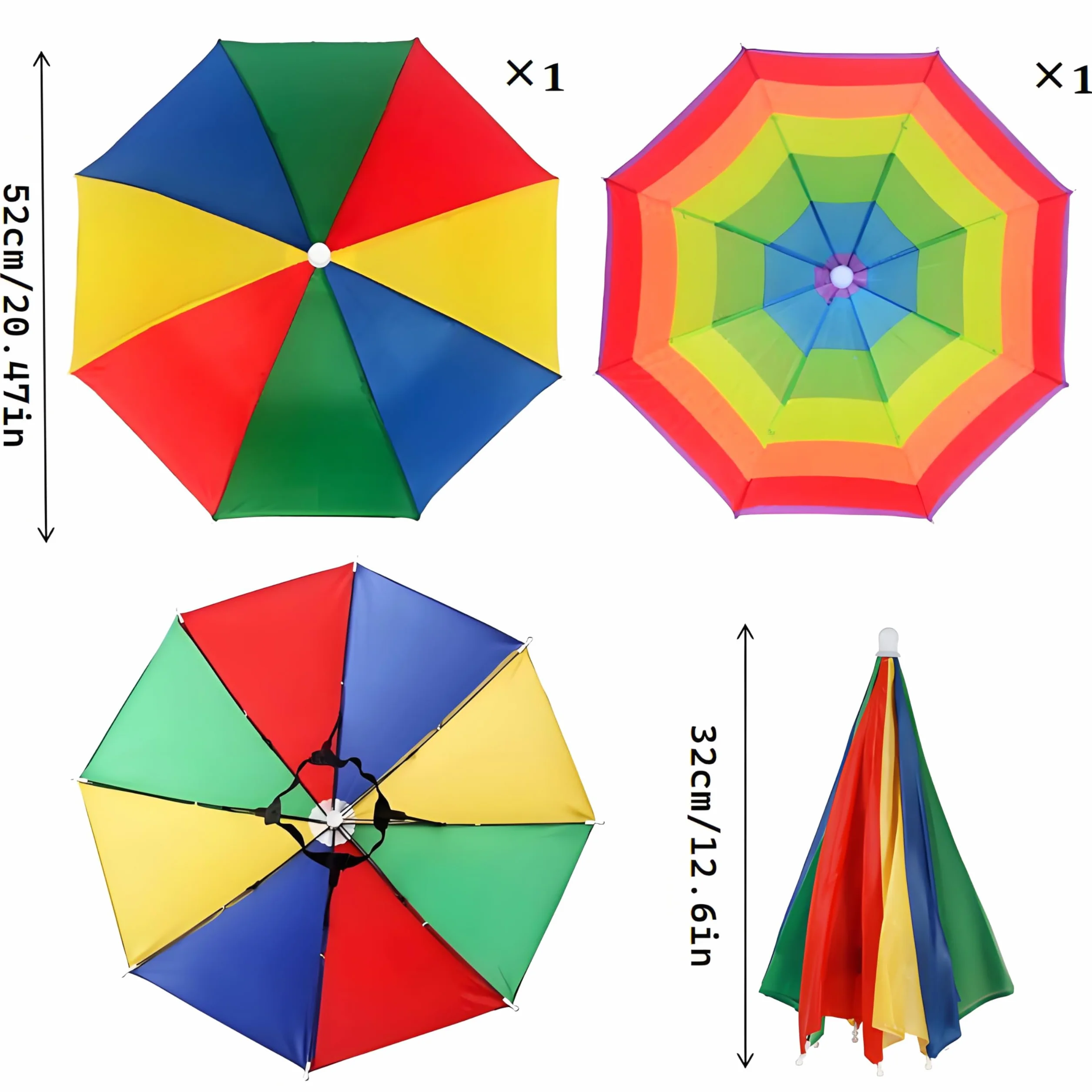 Paraguas de Cabeza Sombrero 2 Piezas Modelo de Colores para Pesca Playa Ciclismo