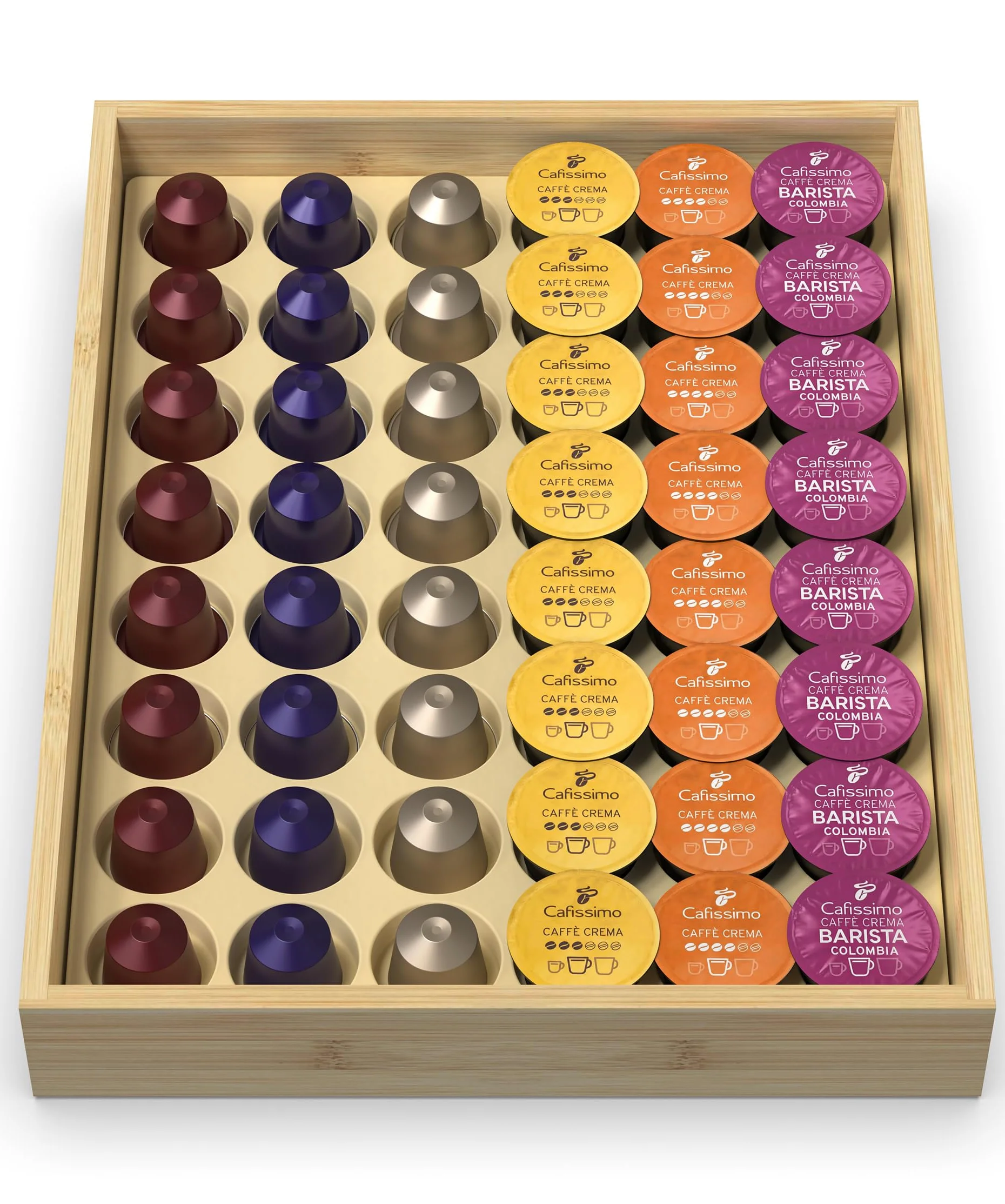 WELL WENG Para cápsulas originales Nespresso – Almacenamiento de cápsulas de café de bambú para cajones (mediano)