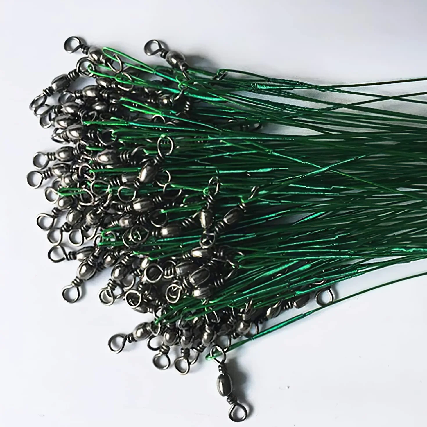 Líderes de Pesca de Acero Inoxidable 50 Piezas 15-30cm con Giratorios y Mosquetones