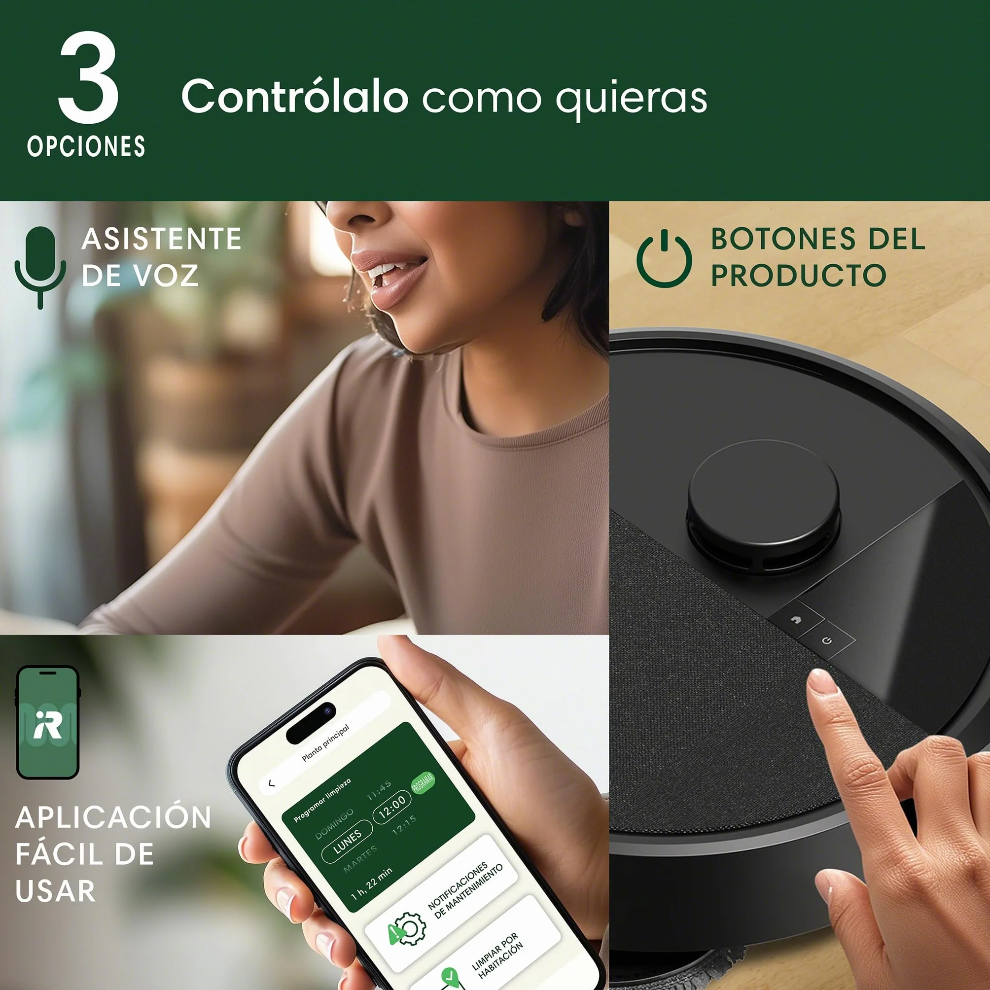 iRobot Roomba Plus 405 Combo con Base AutoWash multifunción y autolimpiable, Lavado y Secado mopas DualClean elevables, Clearview LiDAR, 75 días de autovaciado, Doble fregado con SmartScrub, App_N