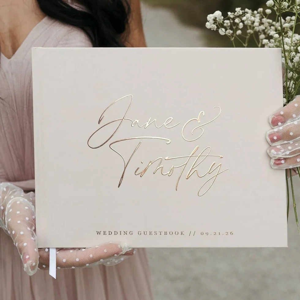 Personalizado Libro De Visitas Para Bodas Con Nombre/Fecha, Bautizos O Fiestas De Cumpleaños Libro De Visitas, Páginas Libro De Firmas Para Boda En Blanco