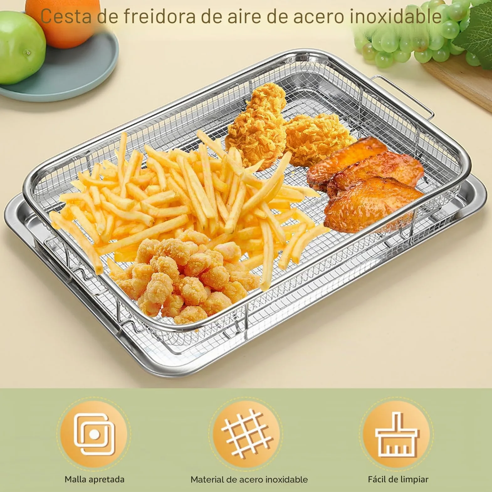 Bandeja de horno con rejilla de enfriamiento, 29 x 39 x 6 cm, acero inoxidable, bandeja para hornear y rejilla para tartas, menos pegajosa, cesta para hornear galletas, parrilla y refrigeración, apta