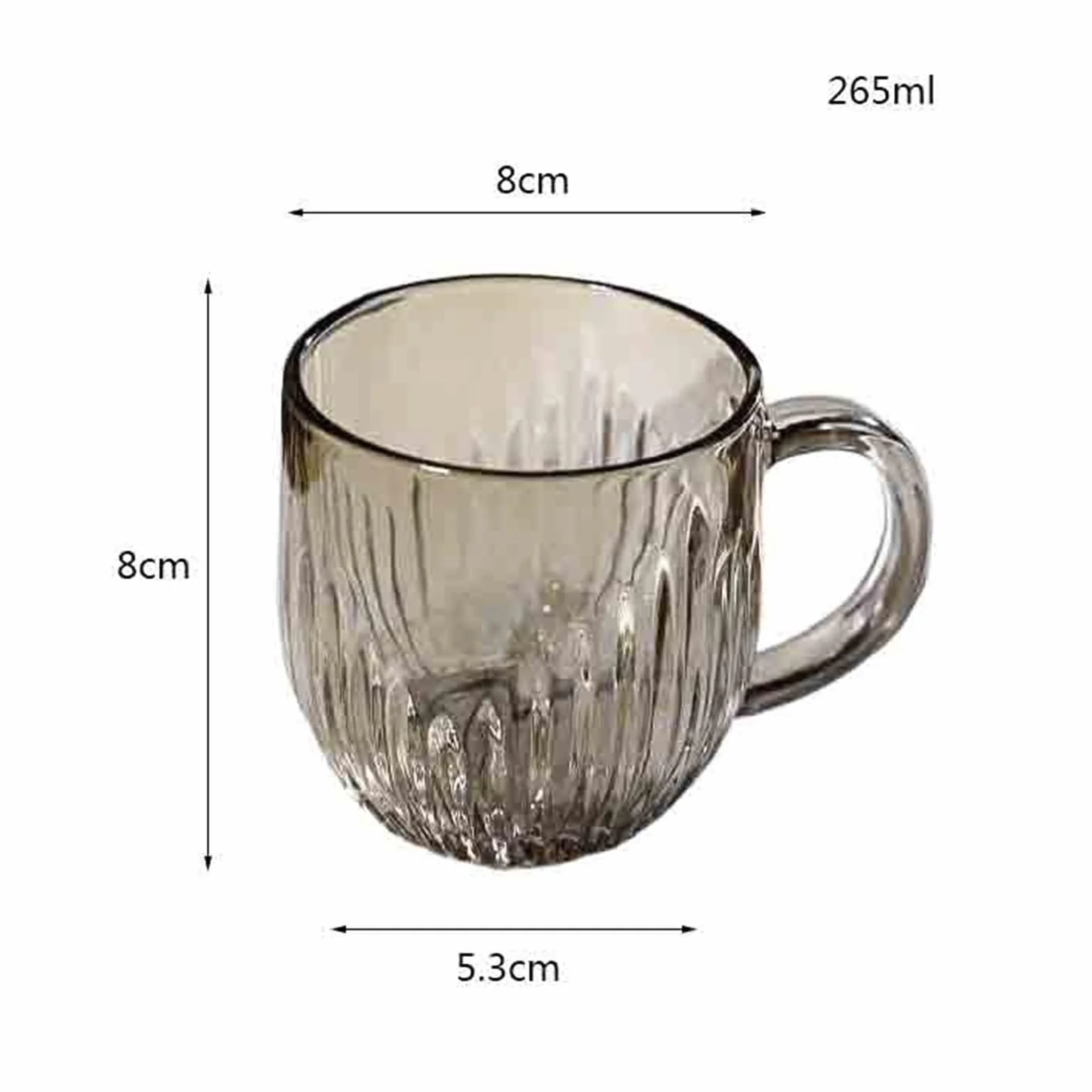 vasos de vidrio Juego de 6 tazas vidrio colores, juego 9 onzas con asa Cristalería de cocina(Bruin)