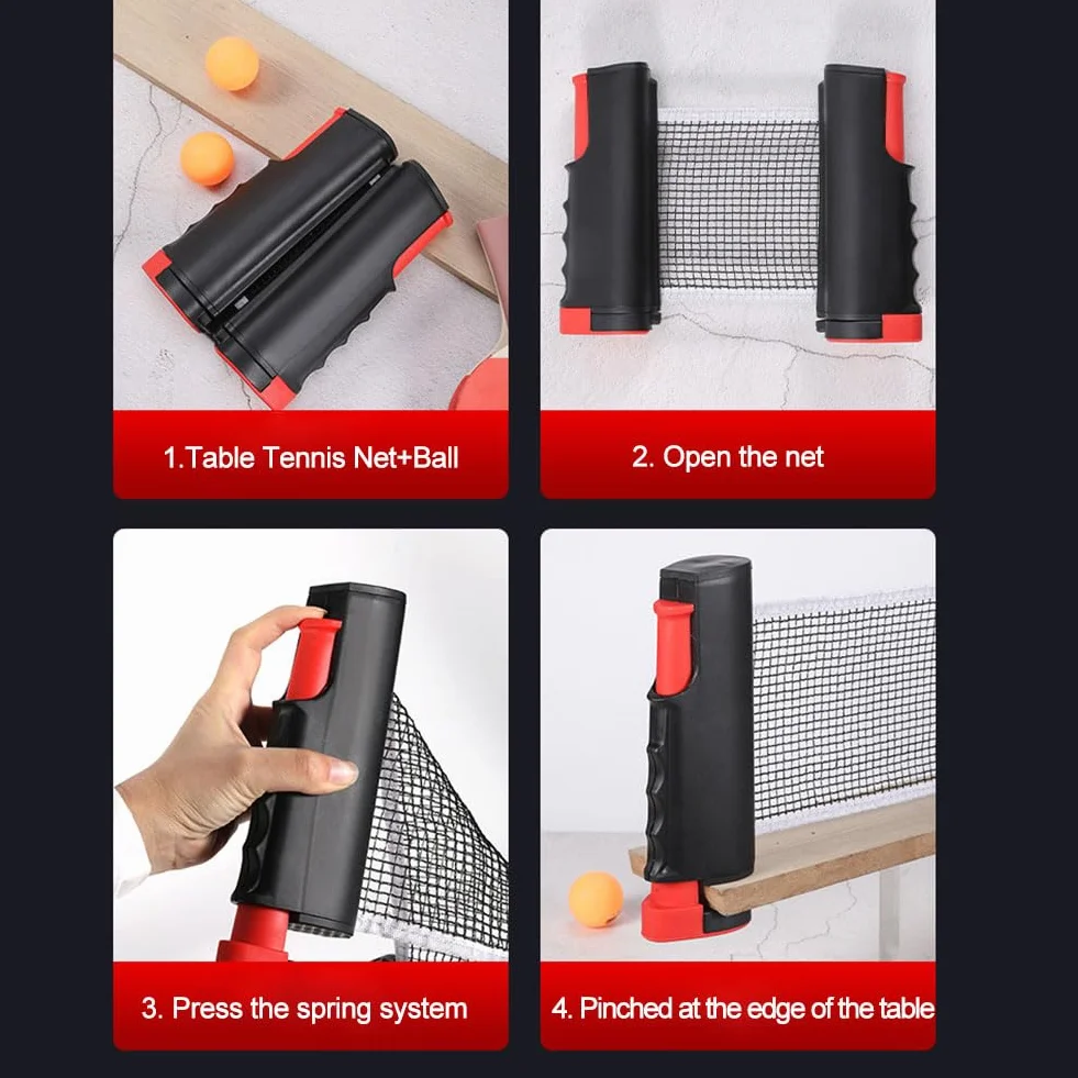 Ping Pong Net Retráctil Portátil 165 cm con Bolas