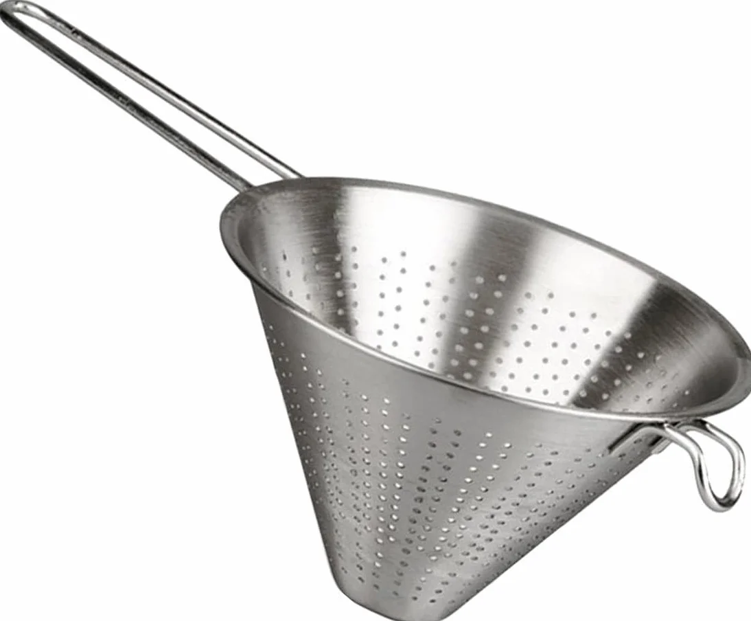 Menax - Colador Chino de Cocina de Acero Inoxidable - Colador de Cocina - Escurridor de Acero para Drenar Pasta, Verduras, Frutas y Arroz - 14 cm