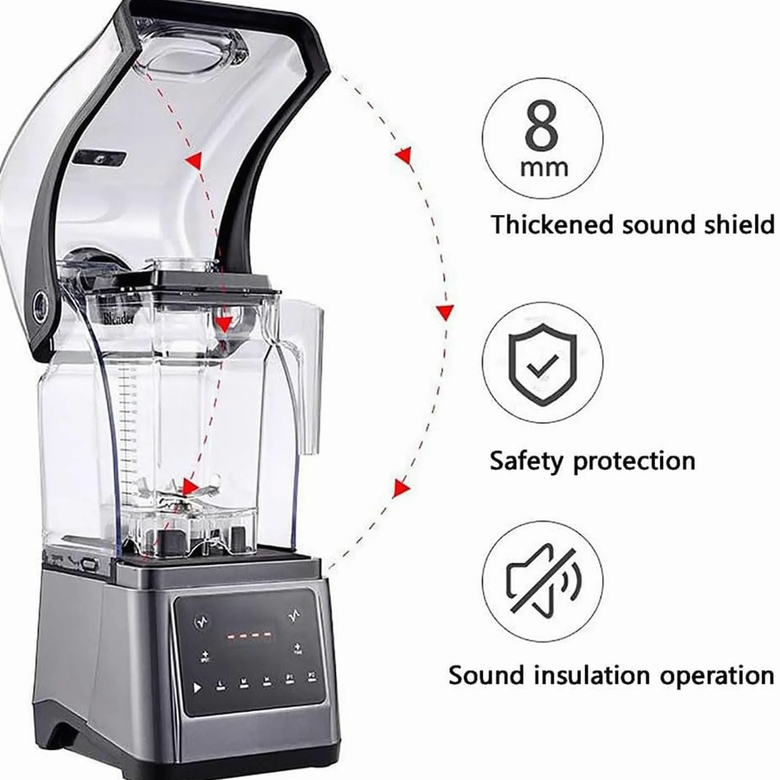 Ice Slush Machine - Mini licuadora silenciosa para batidos, cócteles y té helado, potencia máxima de 1800 W con caja de sonido