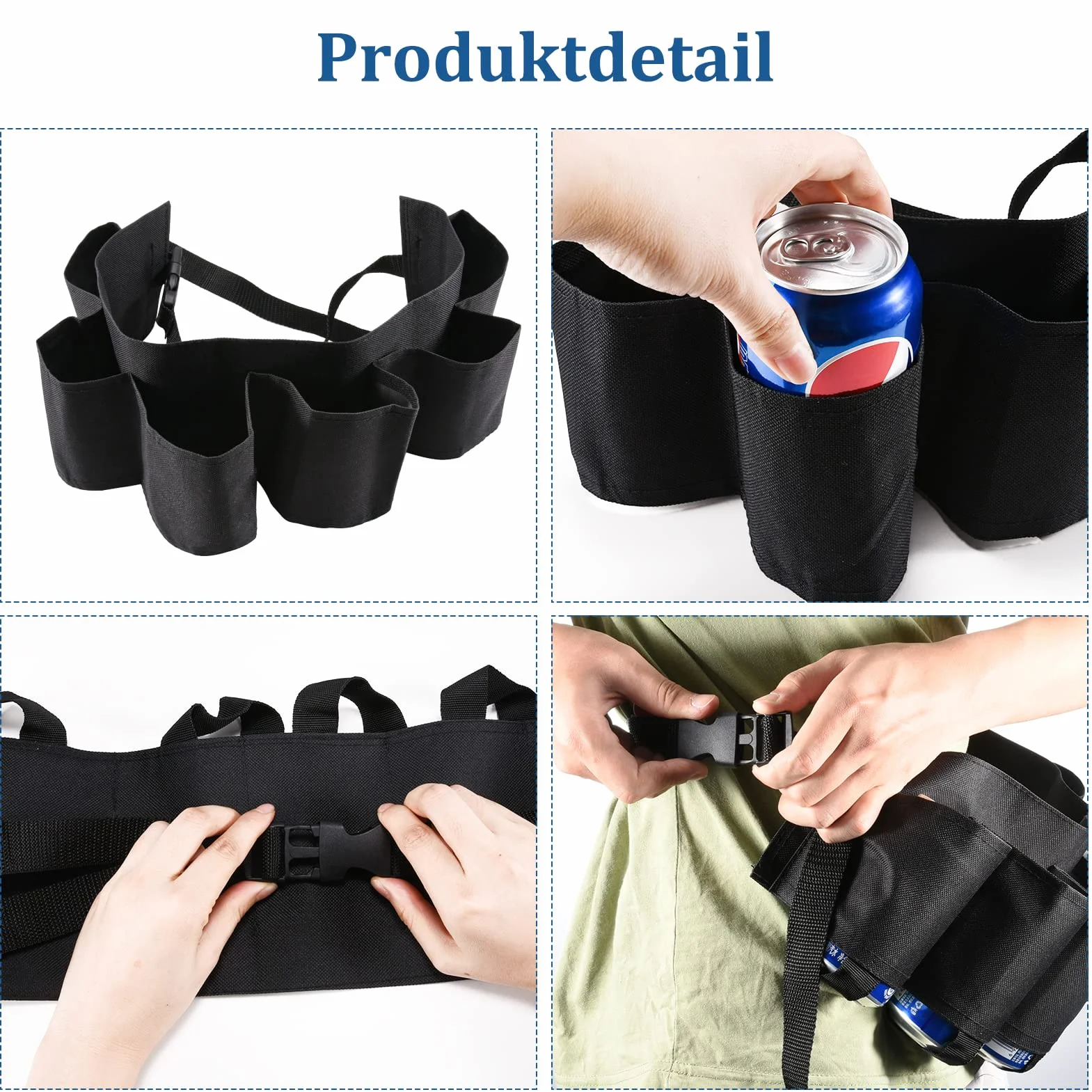 Cinturón de cerveza portátil para 6 bebidas camping senderismo exterior fiesta