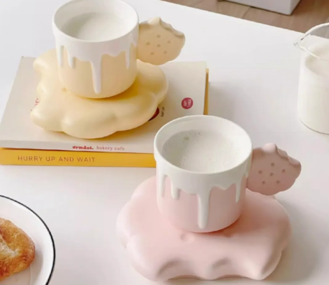 Taza de Café de Té Tazas Creativas Con Forma De Helado, Taza De Cerámica Resistente A Altas Temperaturas Para Beber, Taza De Desayuno Para El Hogar para té de la tarde(B)