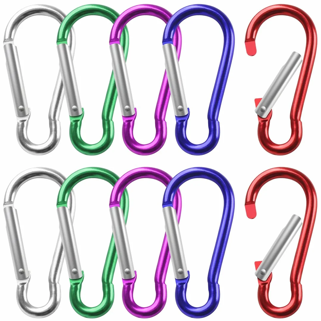 Mini Mosqueton Aluminio Pequeño 5 Colores Mosquetón Llavero 47x22 mm para Mochileros Camping Pesca Viajes
