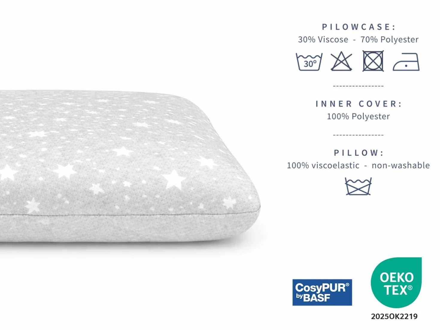 DORMISSIMO 2 X Almohada 90x35-6 CM Viscoelástica | Desenfundable y lavable, Ergonómica, Su primera almohada