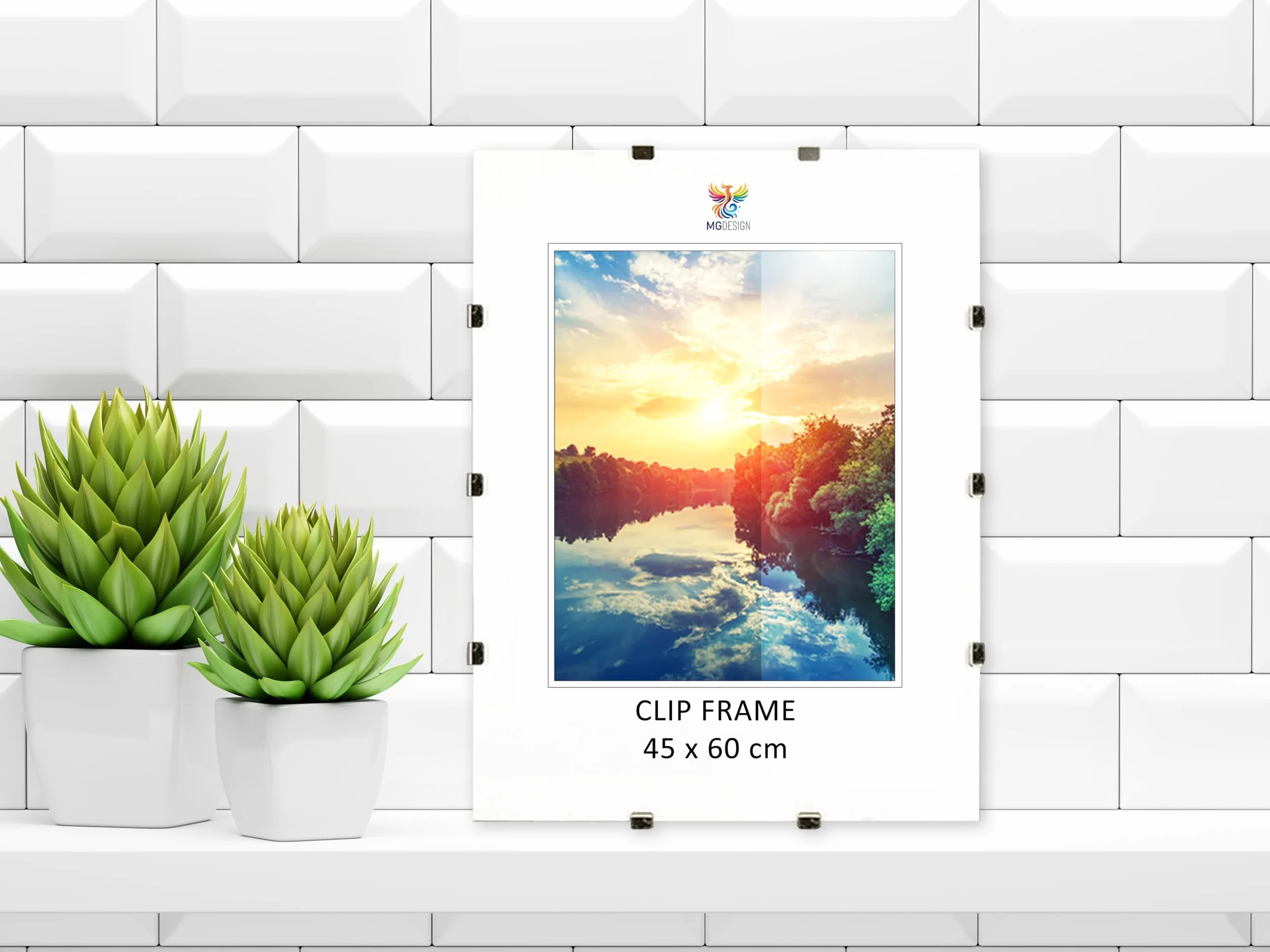 MG Design Marco de clip 45 x 60 cm - sin marco, acrílico transparente y fondo HDF, vertical u horizontal, para fotos, pósteres y diplomas