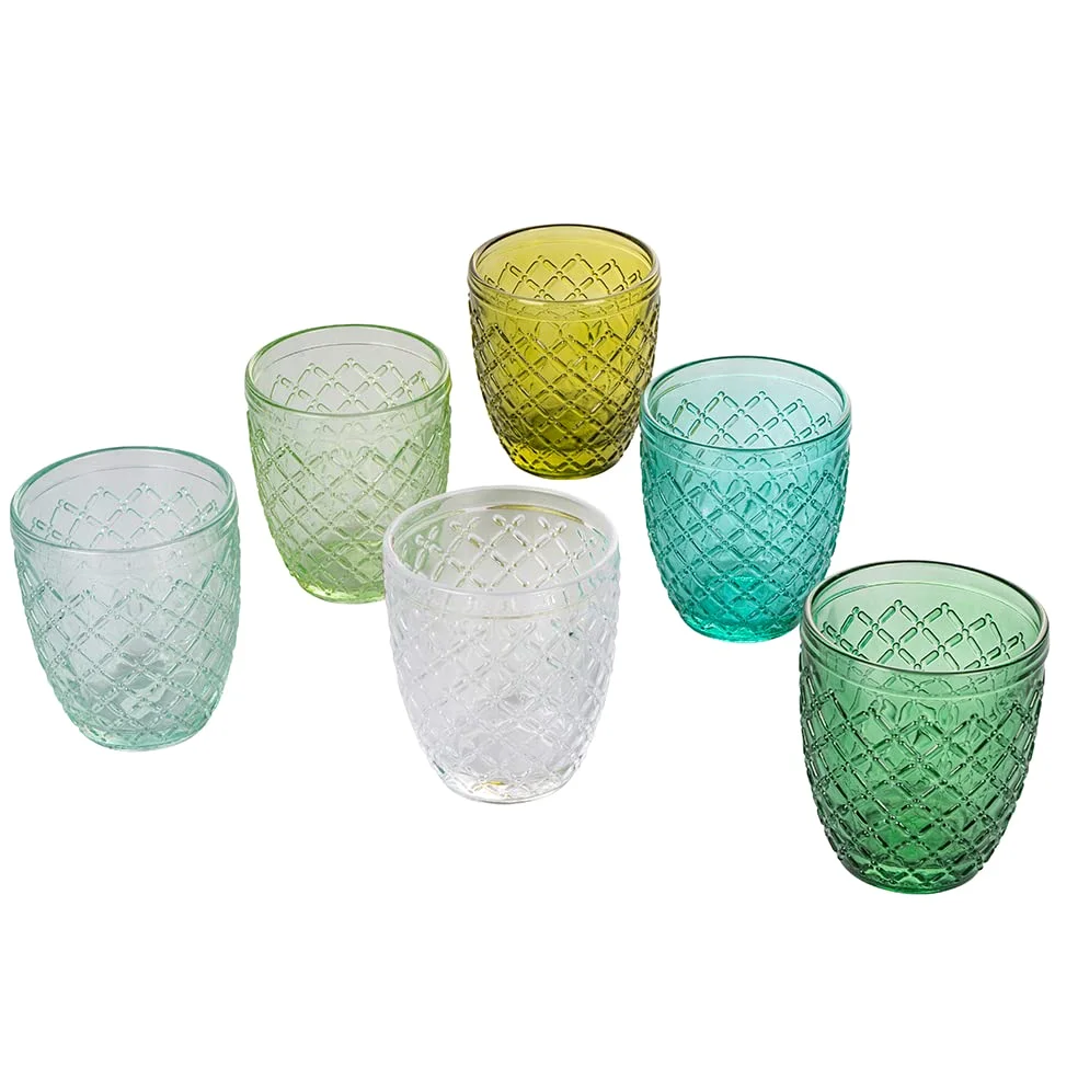 Villa d'Este Home Tivoli Castle - Juego de 6 vasos de agua verde (275 ml)
