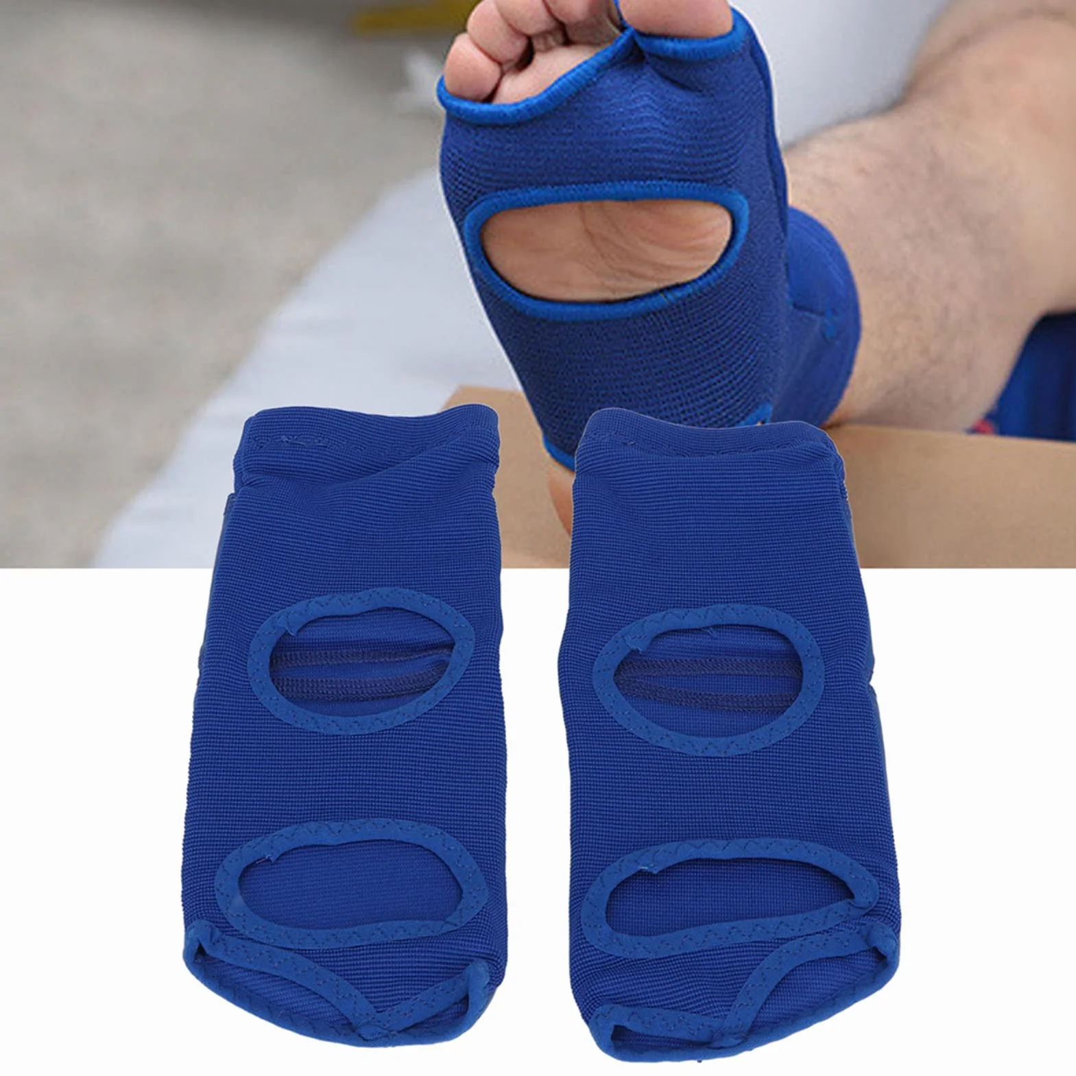 Protector de Tobillo Tobillera Boxeo Azul Piel Sintética Unisex 2 Unidades M