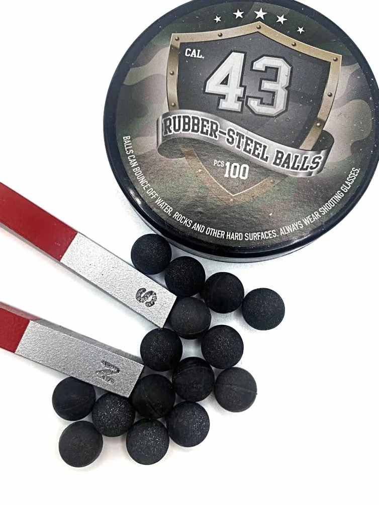 SSR 100 Rubber Balls .43 Cal Paintballs for T4E RAM Revolver Pistol M2 TMP1