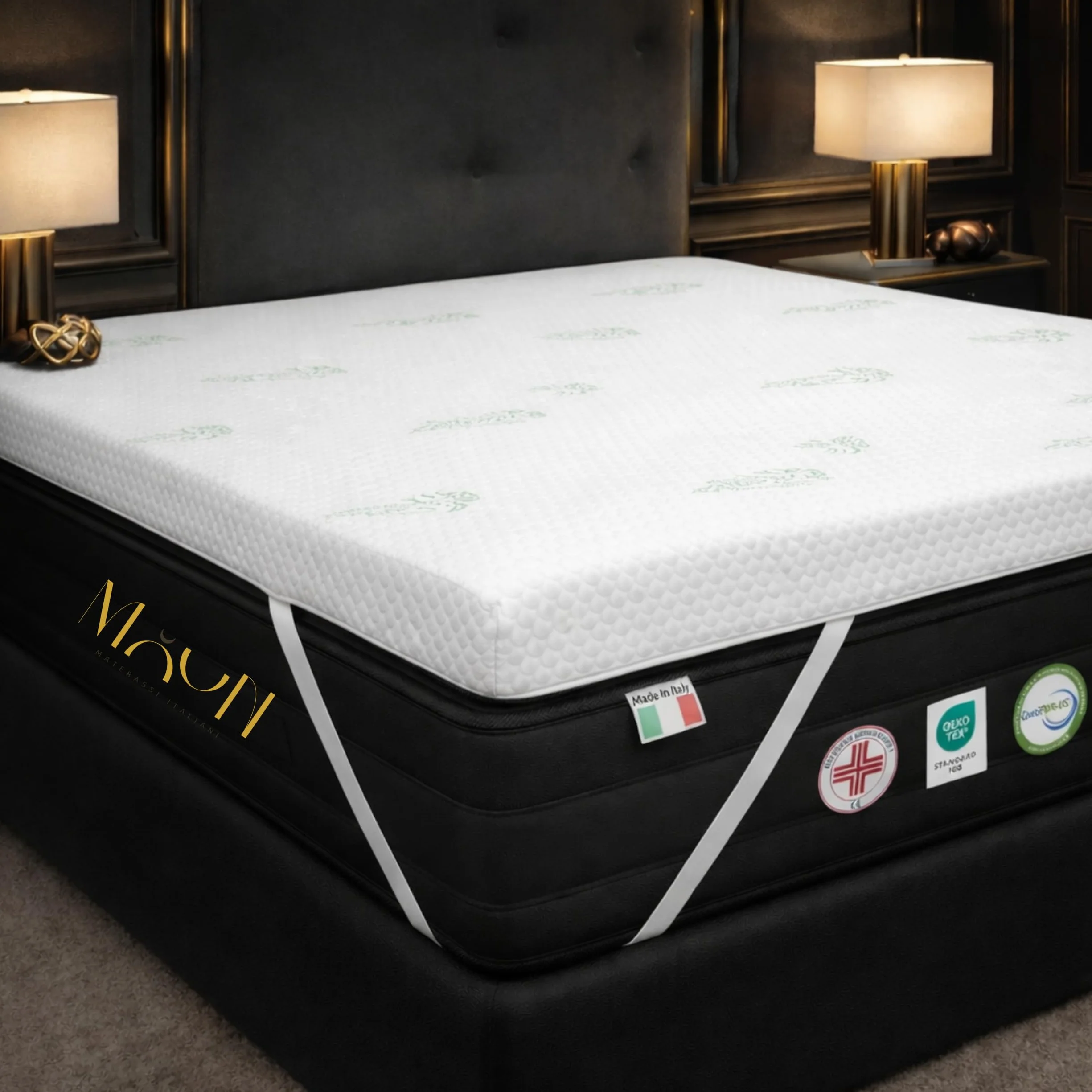 Cubrecolchón de plaza y media, 110 x 190 cm, desenfundable, de espuma viscoelástica de 8 cm de alta densidad – Corrector de colchón Bugnato transpirable con revestimiento de aloe vera – Refrescante