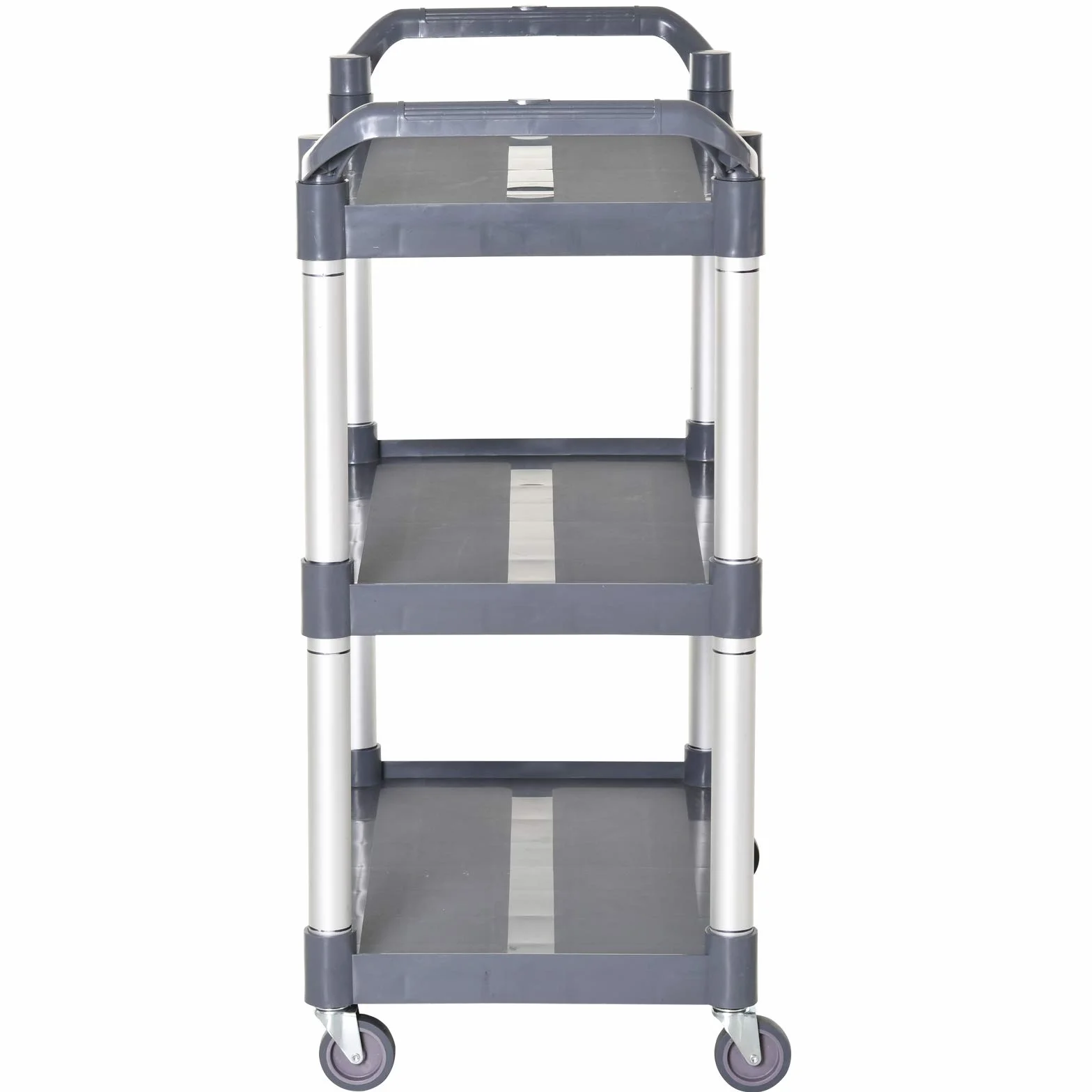 HOMCOM Carrito Auxiliar con Ruedas de 3 Niveles, Marco de Aleación de Aluminio, Carrito de Cocina, Carga de 35 kg por Estante, para Comedor, Sala, Baño, 88x44x93 cm, Gris