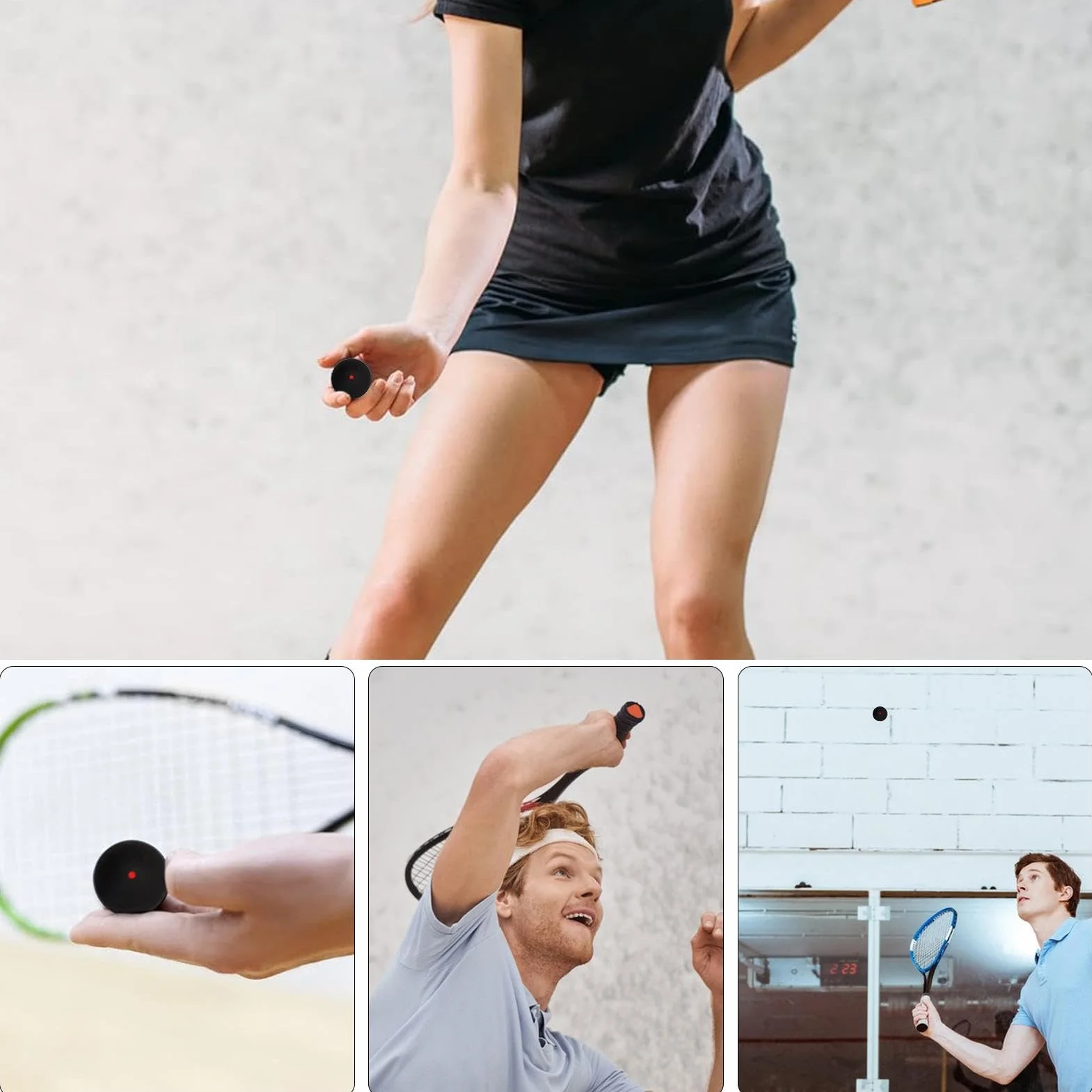 Bolas de squash de punto amarillo, goma suave, pelota de raqueta para velocidad lenta
