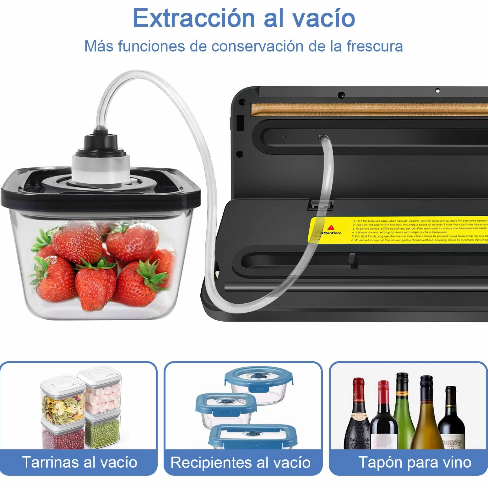 7 in 1 Maquina vacio alimentos, Automático seco que mojado envasadora al vacio, Embasadoras vacio alimentos domestica con Cuchillo de corte, Vacuum Sealer con Tubo de Vacío con 20 bolsas envasar