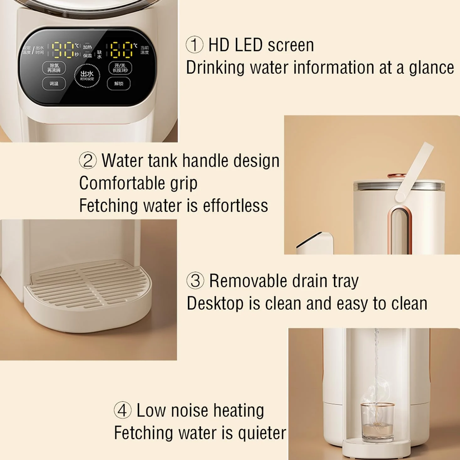 dispensador de agua fria y calienteDispensador de agua caliente instantáneo pequeño, todo en uno, con calefacción de escritorio, puro, para el hogar, 2,3 L/2,5 L(Color:2.5L)