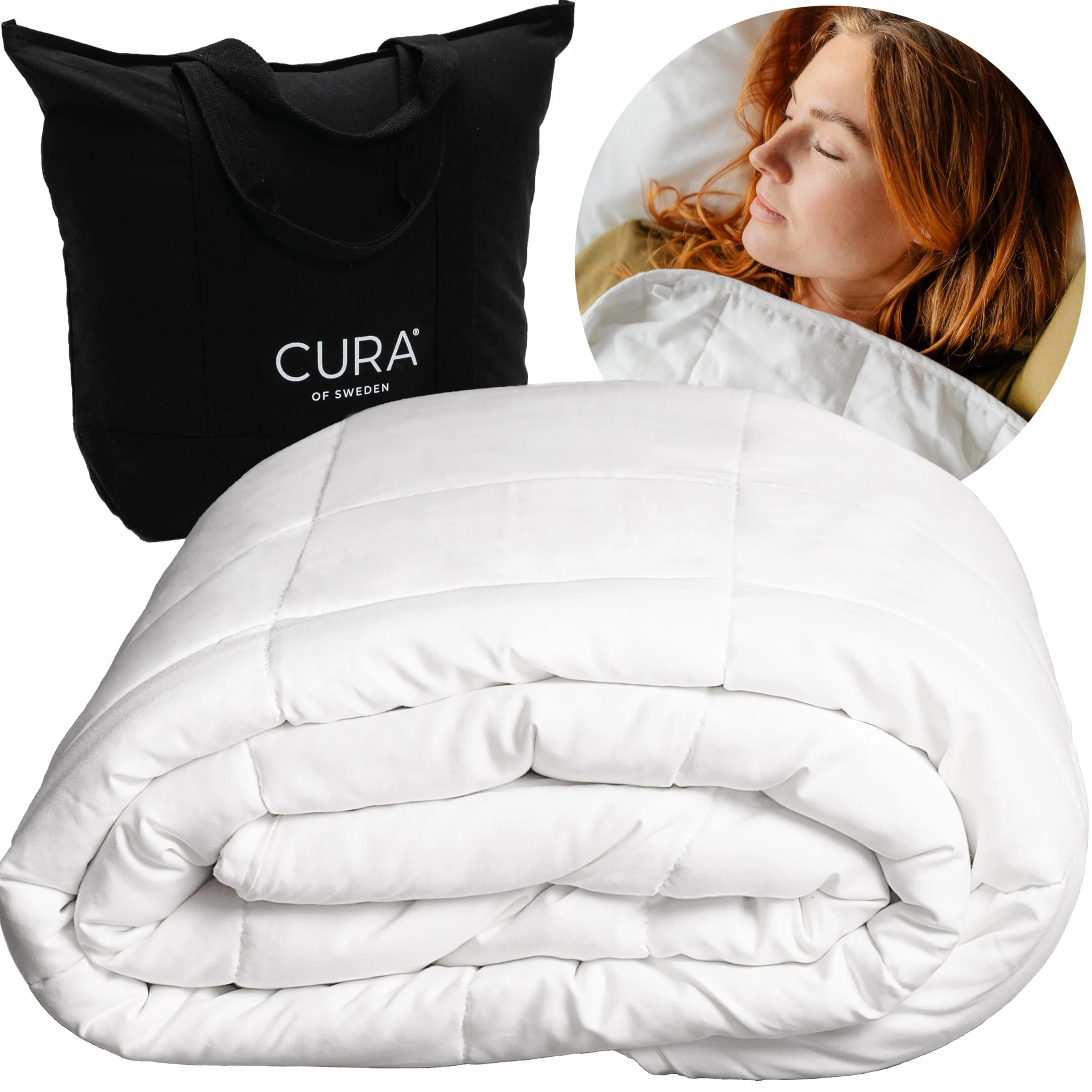 CURA Pearl Classic Weighted Blanket 150x210 7kg - Manta antiestres - Mantas Pesada para un sueño Profundo y un Mejor Descanso - Couverture con Peso 100% de algodón - Manta para la ansiedad