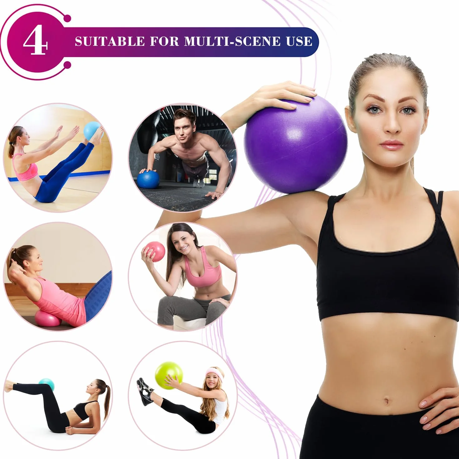 Pelota de Pilates 25 cm Anti-Burst Suave Antideslizante para Entrenamiento Gimnasio Yoga Fitness en Casa