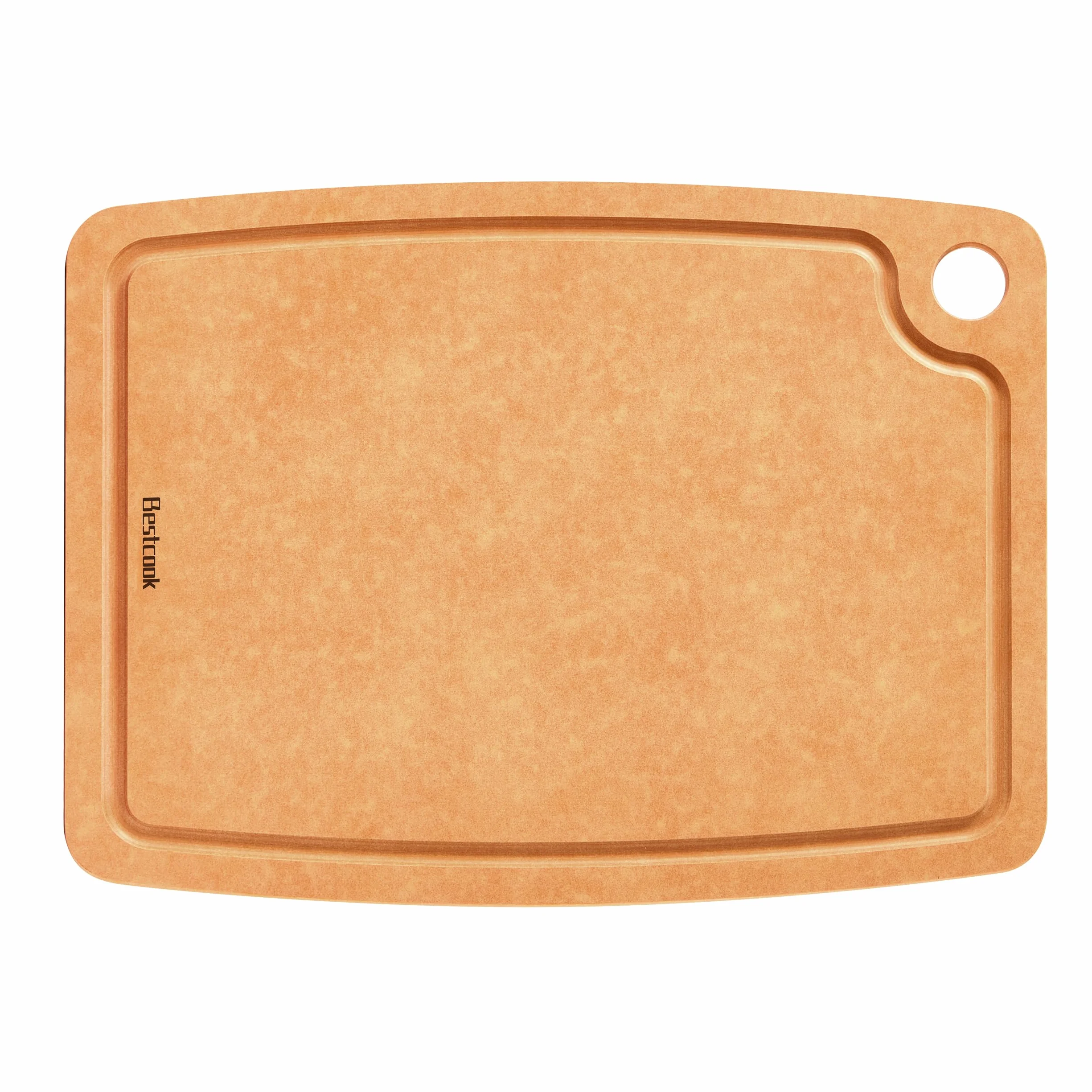 BESTCOOK Tabla de Cortar de Fibra de Madera con Ranura para Jugos, Apta Para Lavavajillas, Patas Antideslizantes, sin BPA, no Porosa, Reversible, Duradera para la Cocina, Carne, Pan y Fruta