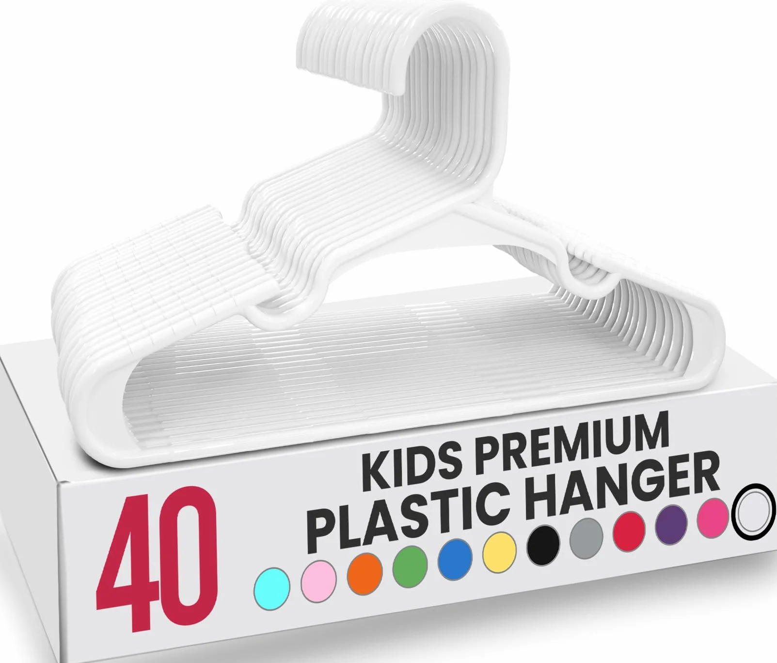 Utopia Home Perchas de plástico para niños Pack 40 Blanco Ahorran Espacio