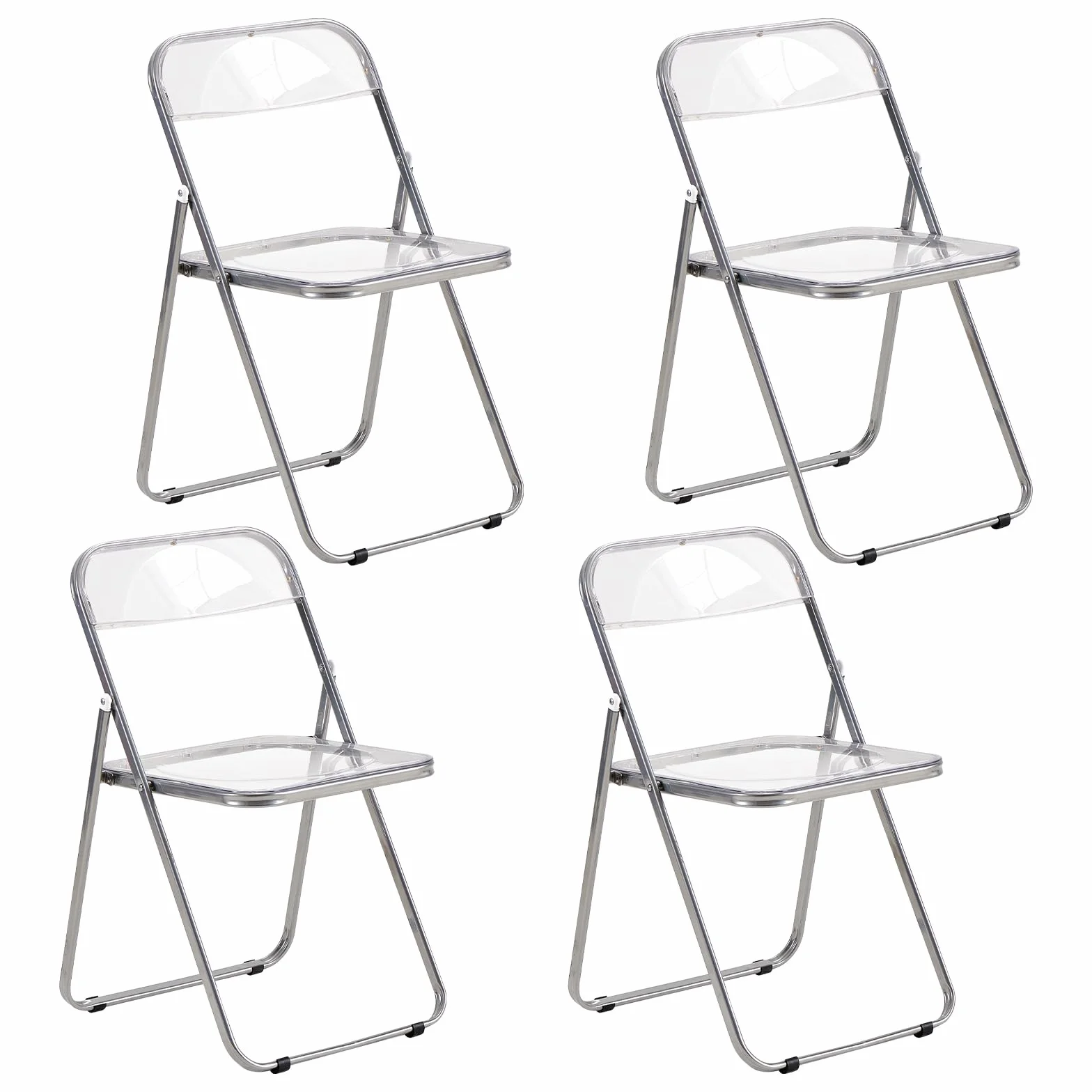4 sillas Plegables Silla de Pet Metal Transparente Silla Plegable Capacidad de Carga de 150 kg para Comedor, salón, jardín