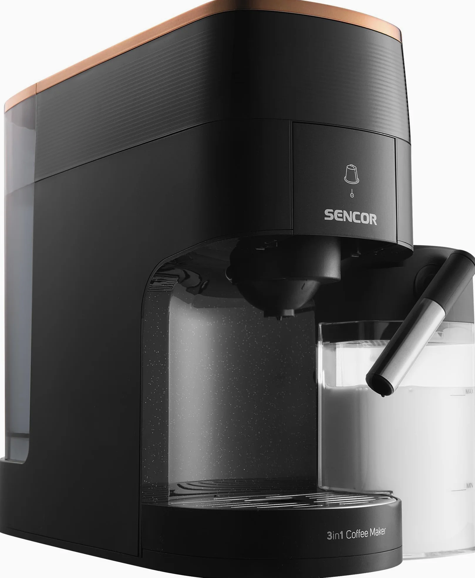 SENCOR Cafetera Multicápsulas 3 en 1, Compatible con Nespresso y Dolce Gusto, 19 Bares, 1450W, Pantalla LED, Negro
