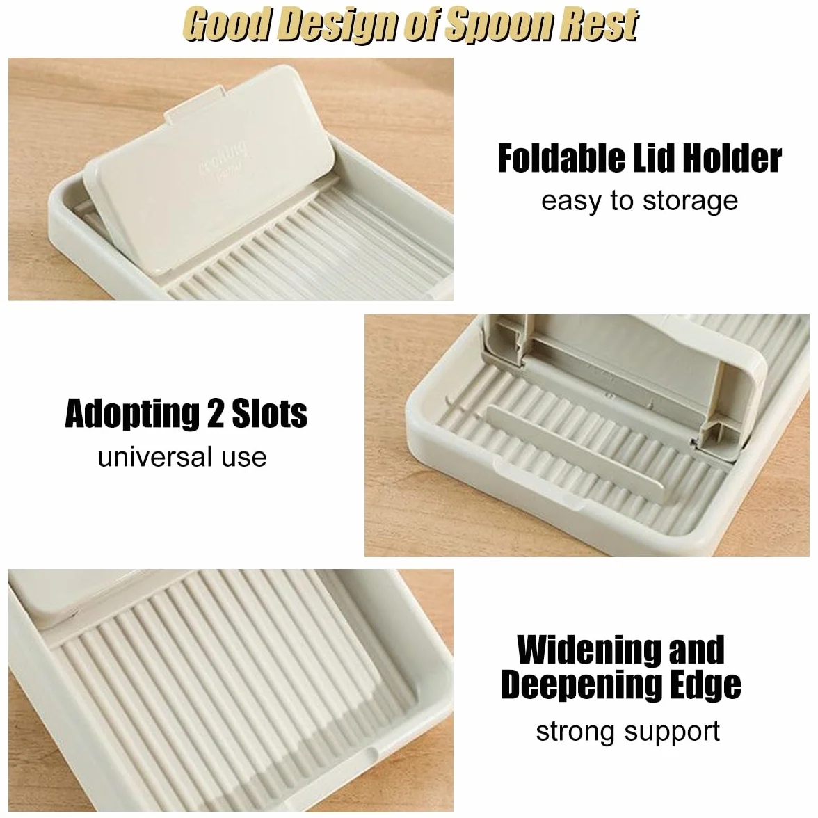 2 Bandejas para Cucharas con Soporte para Tapa de Placa de Cocina, Soporte Plegable para Encimera, Utensilios y Tapa de Olla