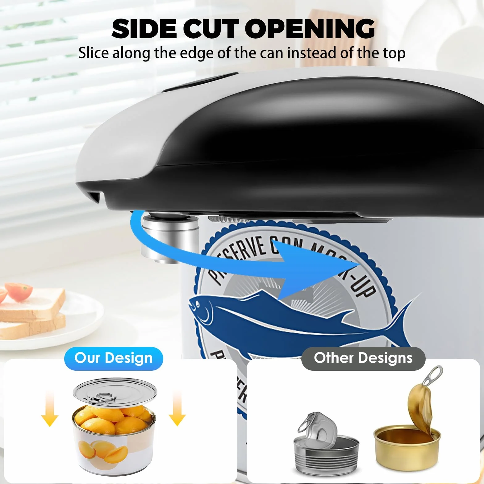 Abrelatas eléctrico Abrelatas recargable por USB, funciona con batería, funcionamiento automático con un solo botón, soporte magnético para la tapa y corte suave, apto para alimentos