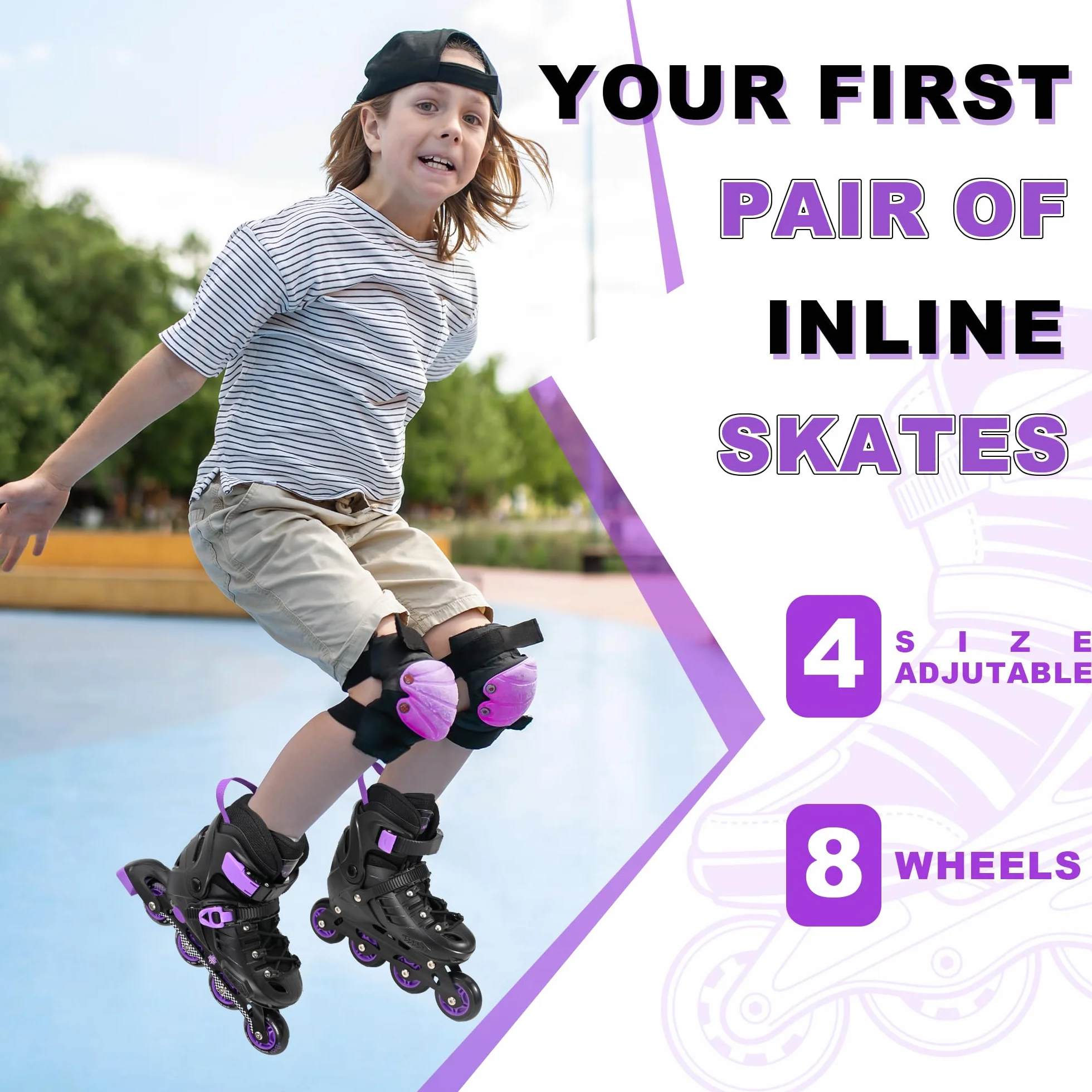 Patines en línea Ajustables para Niños Niñas Principiantes Interior Exterior