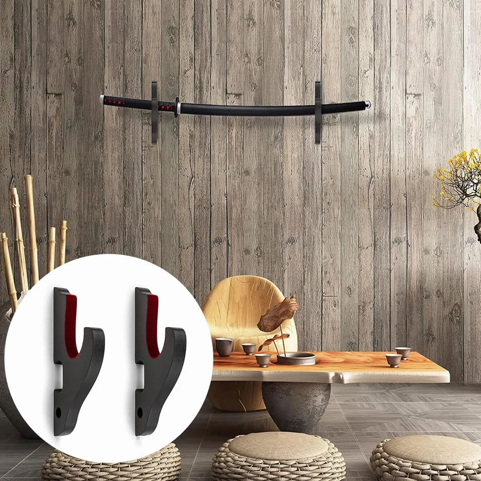 Kiuiom Soporte Pared Espada Samurai Katana Tanto Exhibición Ganchos Madera Acolchado