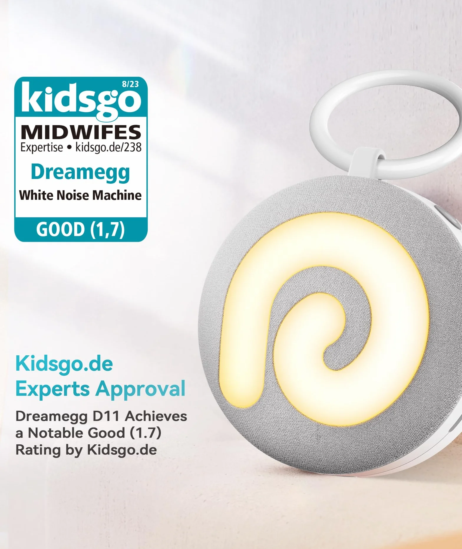 Dreamegg D11 Máquina Ruido Blanco con Luz Nocturna 21 Música Relajante Recargable USB Temporizador para Bebés Niños Adultos