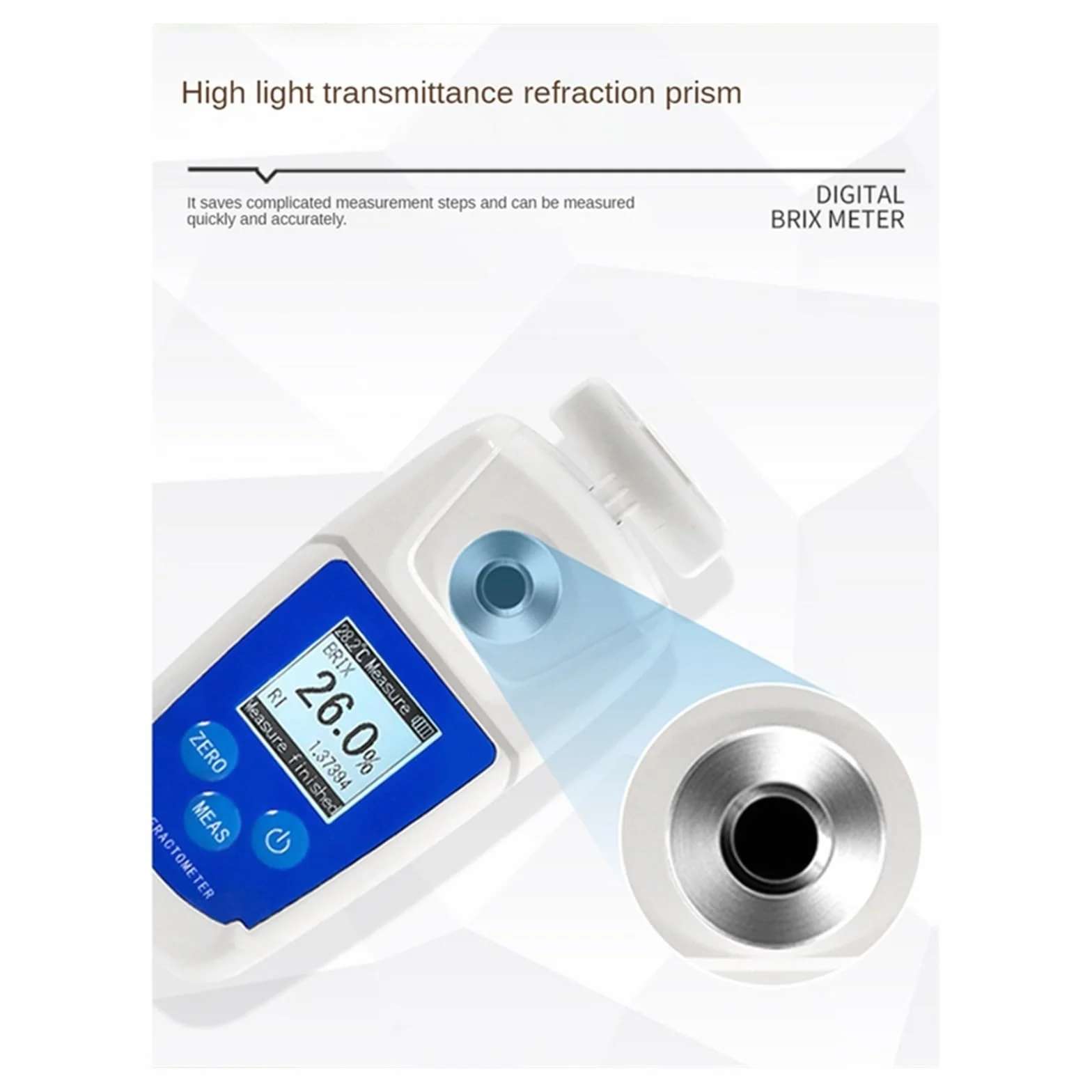 0-55% Digital Meter Tester Refractómetro Profesional con batería Jugo de Frutas Bebidas Medidor de azúcar Alta concentración