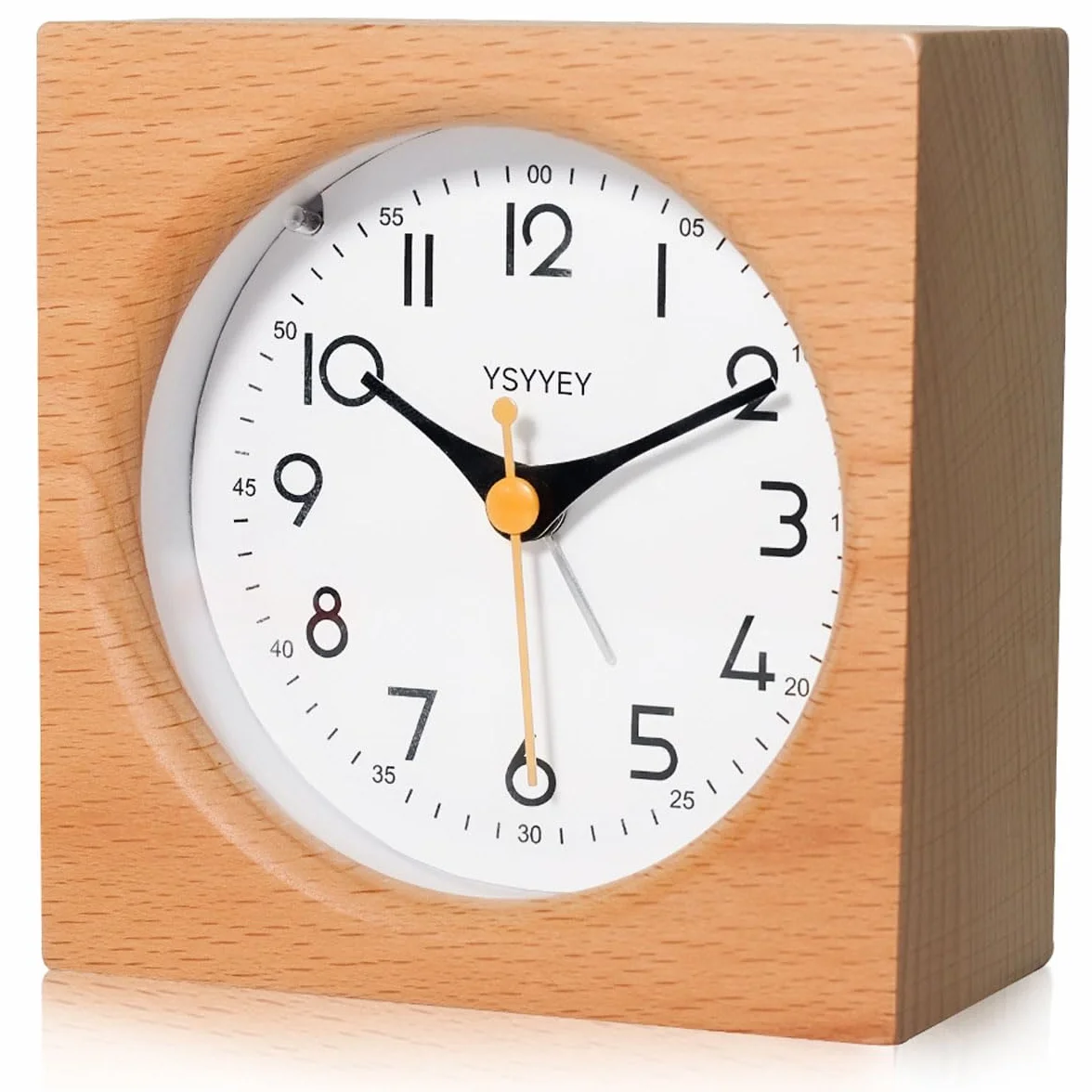 Despertador analógico, despertador infantil sin tictac, reloj analógico de madera con función de repetición y luz nocturna, reloj de mesa, funciona con pilas para dormitorio, cocina y viajes