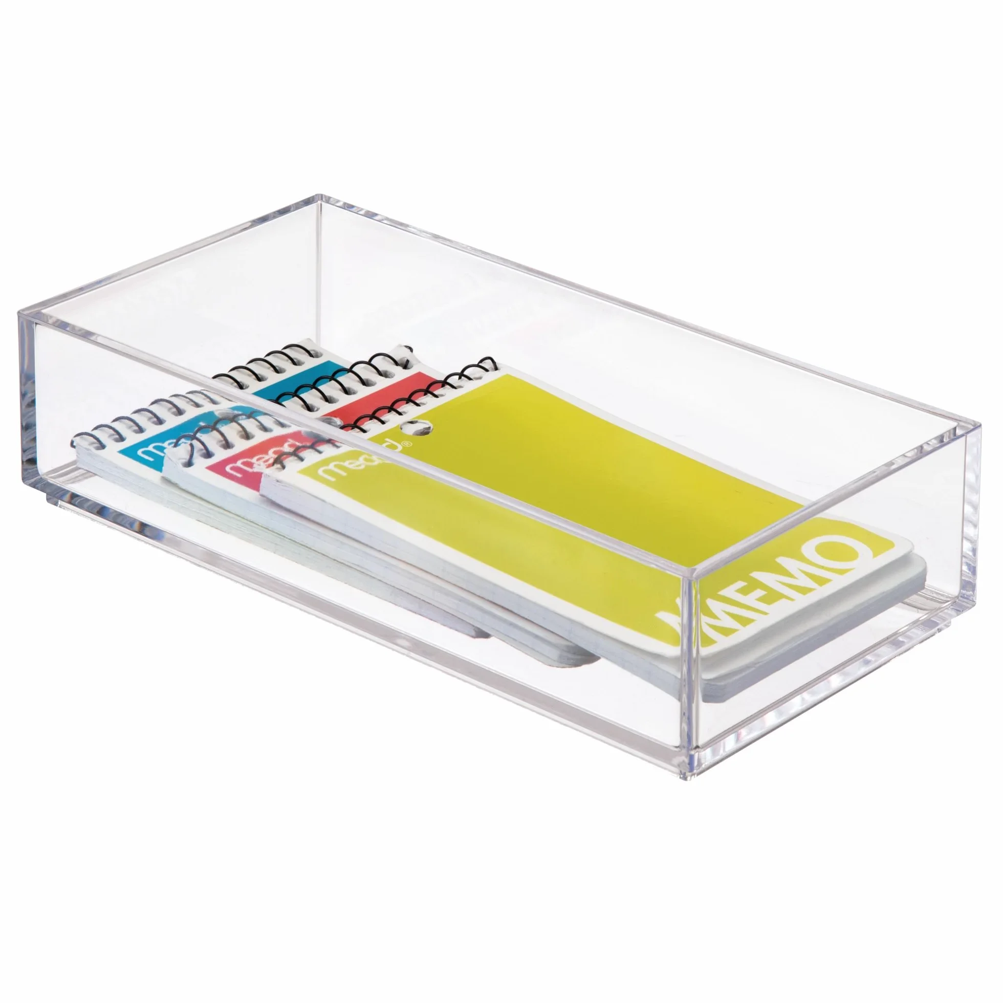 iDesign Organizador de maquillaje y cosméticos, organizador de cajones pequeño de plástico libre de BPA, caja apilable para baño, cocina y oficina, transparente