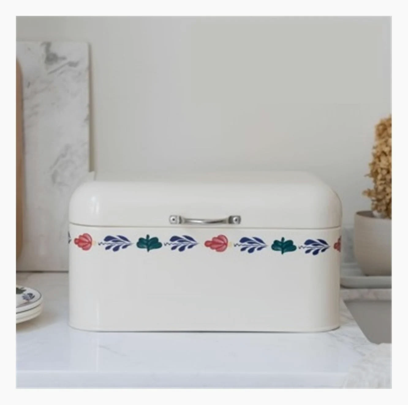 Caja De Pan Panera para Pan Caja De Pan De Metal Soporte para Pan con Tapa Abatible Panera Simple con Patrón Decoración De Almacenamiento Engrosada Caja Contenedor De Pan(30 * 18 * 15.5cm)