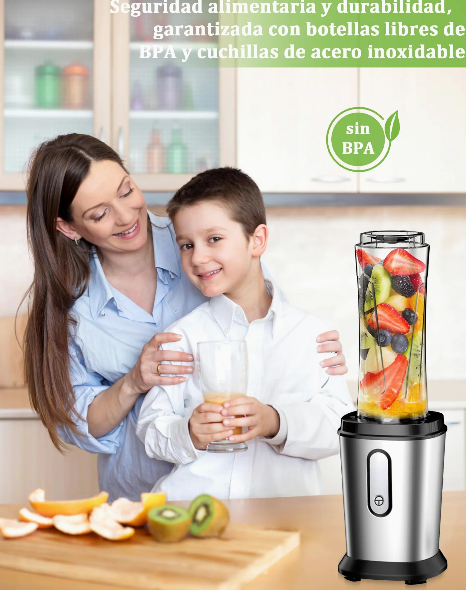 Batidora de Vaso, 500W Mini Portatil Batidora de Vaso Smoothies Individual con 2 Botellas de 600 ml de Plástico Tritan, Licuadora para Zumos, Batidos, Verduras, Frutas