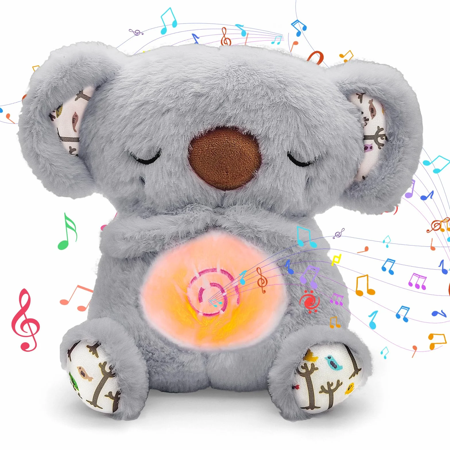 Koala Que Respira Peluche con Música y Luces Nutria Bebé Gris