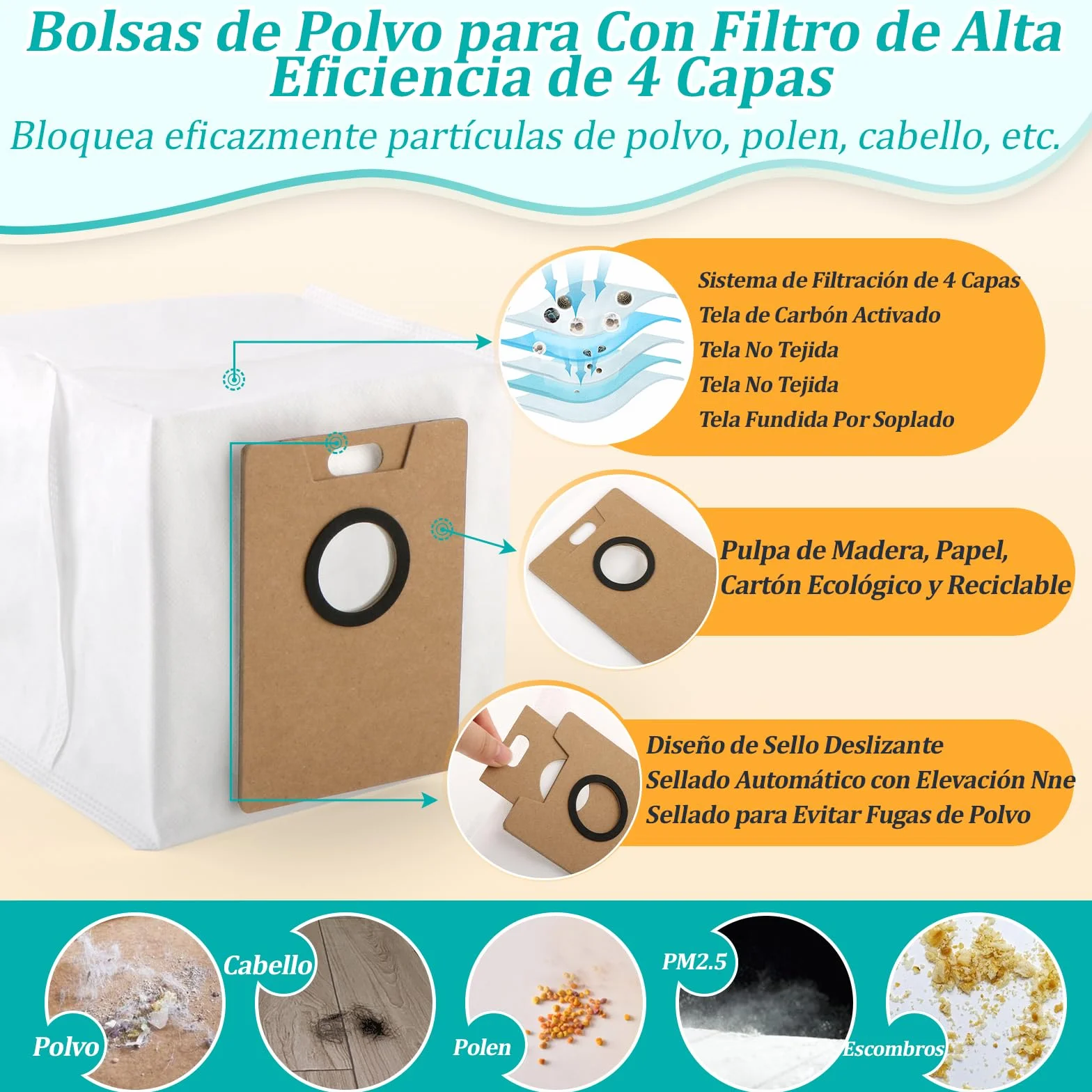 8 Bolsas de Polvo 4 Mopas de Fregado para Tapo RV30 Max Plus/ RV20 Max Plus Bolsas de Aspiradora Pano de Esfregona Accesorios