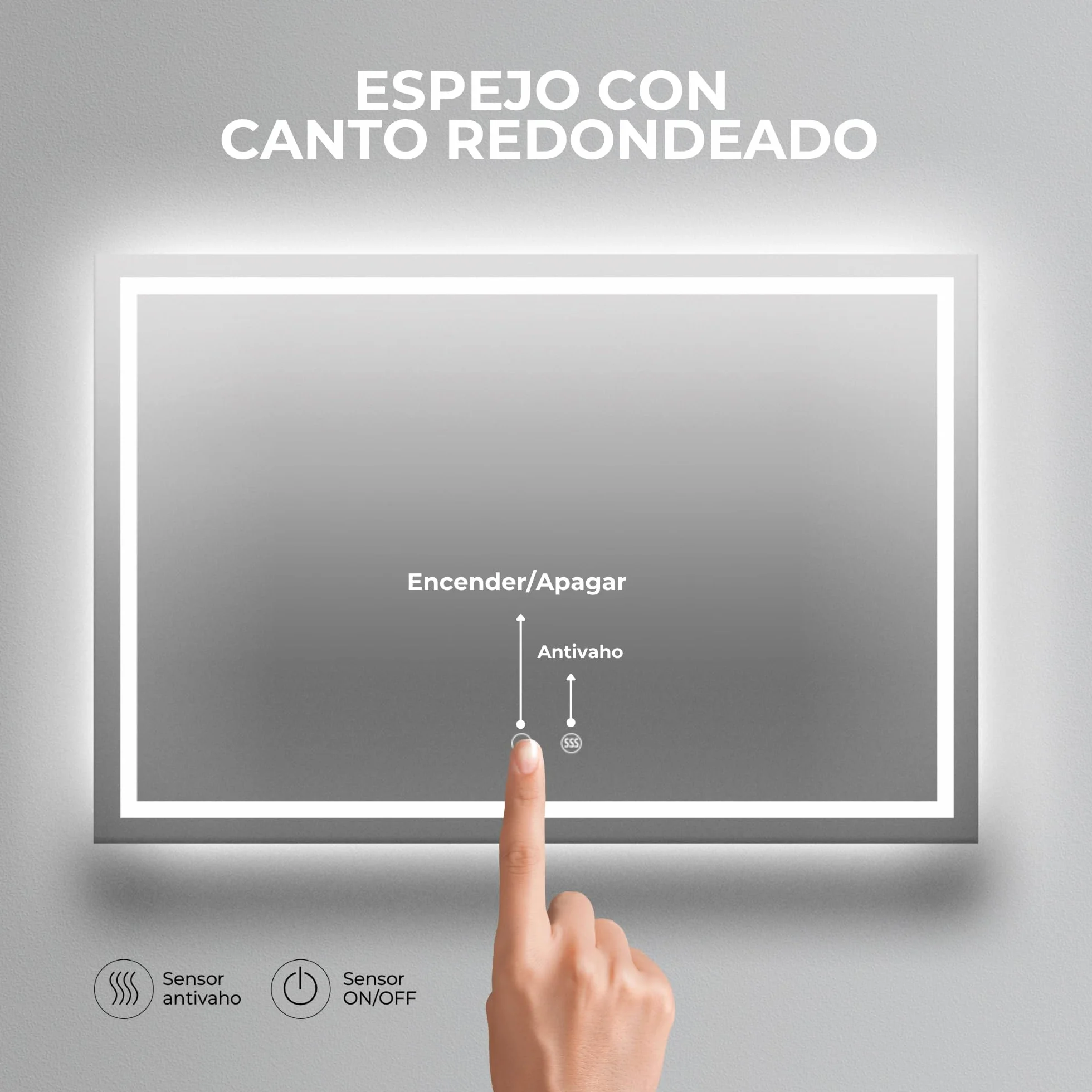 NOLUXA LEDIMEX - Espejo Retroiluminado 90x80cm con Luz LED y Antivaho para Baño | Espejo Inteligente Rectangular con Luz Frontal Fría 6500k y Sensor ON/Off | Serie Holanda