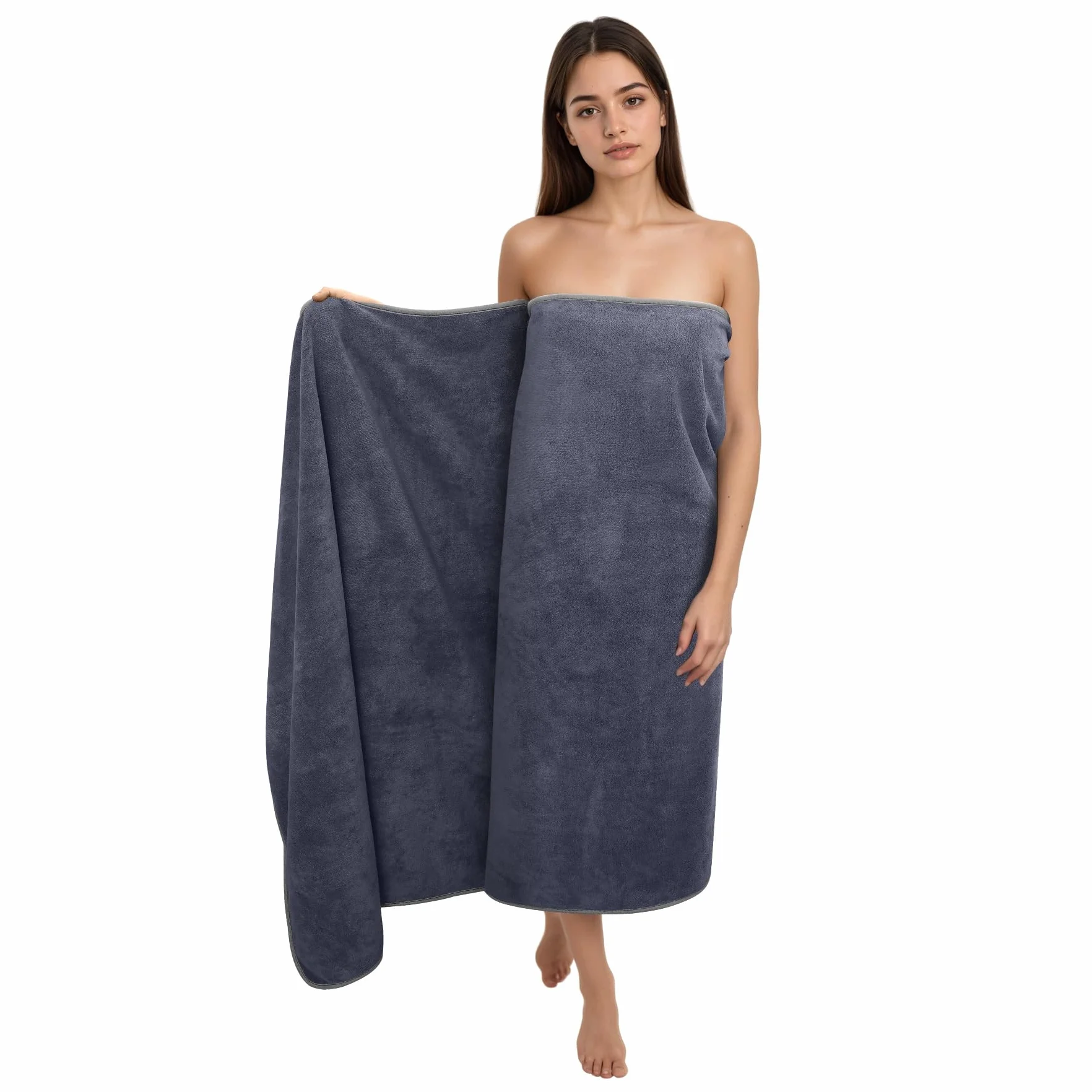 Toallas de Baño XXL, Jumbo de Lujo 100 x 200CM - Microfibra Algodón Ring Spun, Toalla de Sauna Grande, Suave y de Secado Rápido - para Casas, Hoteles y Spas, Altamente Absorbentes (Gris)
