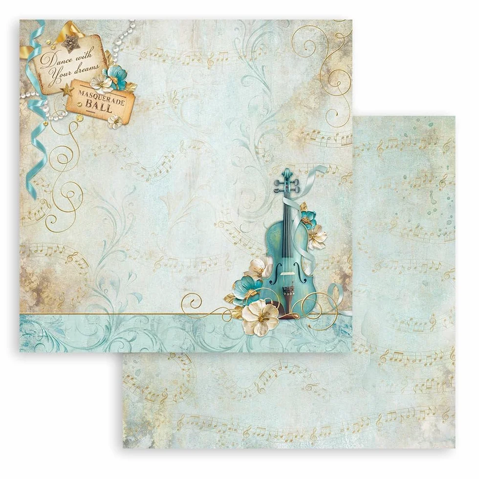 Stamperia - Scrapbook Paper Pad for Scrapbooking, Albums, Card Making, Bullet Journalling and More, Acid Free, Double-Sided, Perfect for Hobbies, Crafts, and Gifting (Masquerade) (30.5 x 30.5cm)