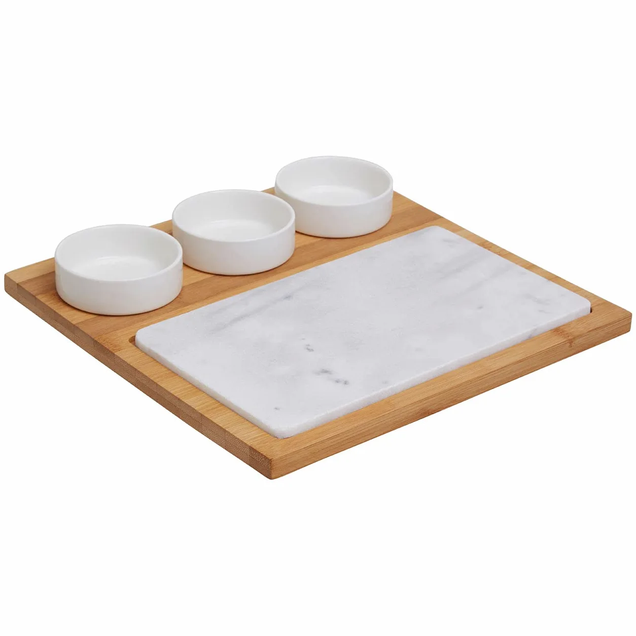 Premier Housewares 5 placas de cerámica y mármol blanco.