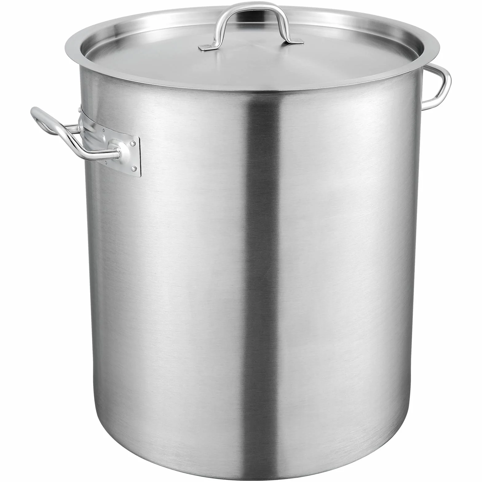 VEVOR Olla para Sopa 39,7 L Olla con Tapa y Asa Diámetro de 35 cm Alto de 41 cm Grande de Acero Inoxidable, Llama Abierta e Inducción para Eventos Comerciales, Restaurantes
